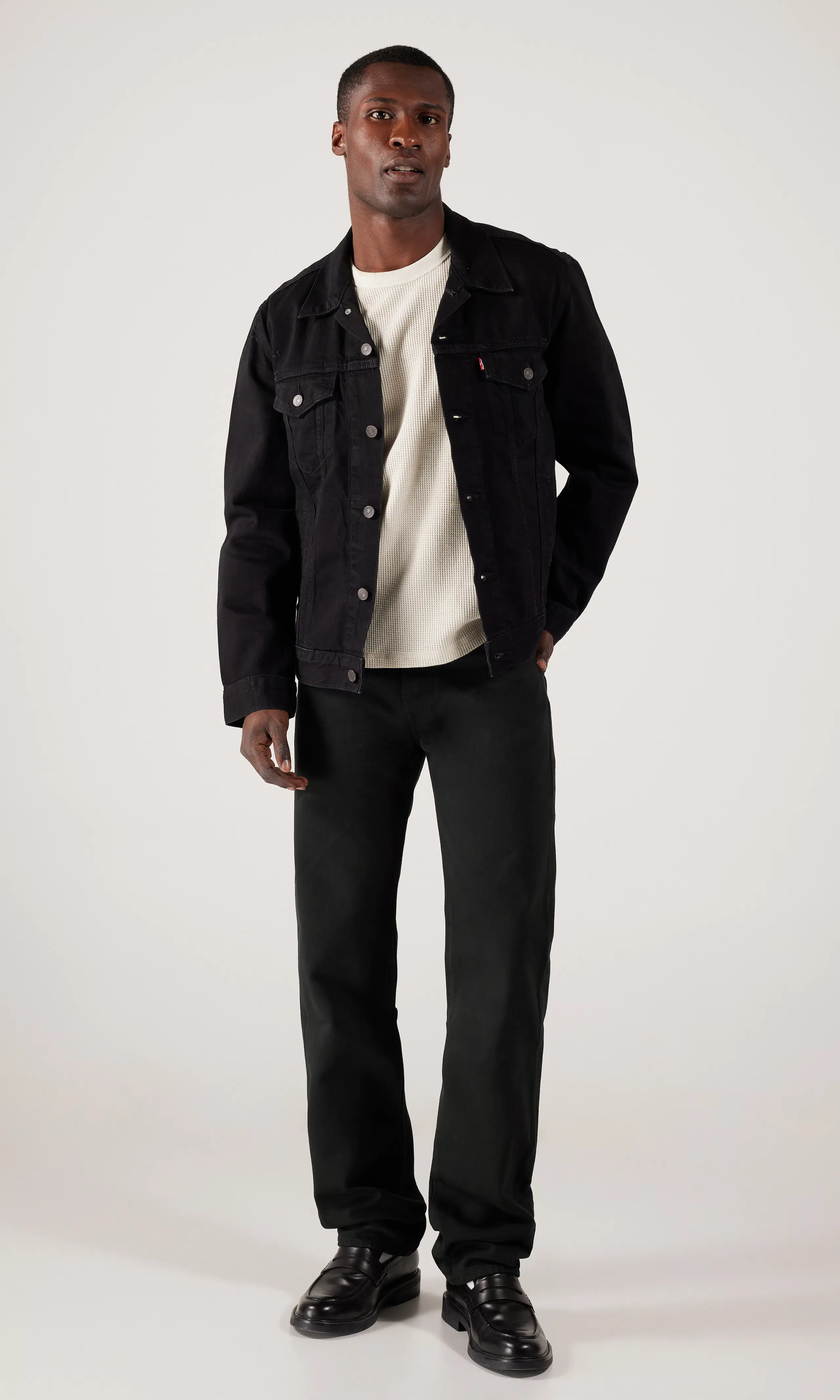 501® Original Svarta Jeans. Front. Model.