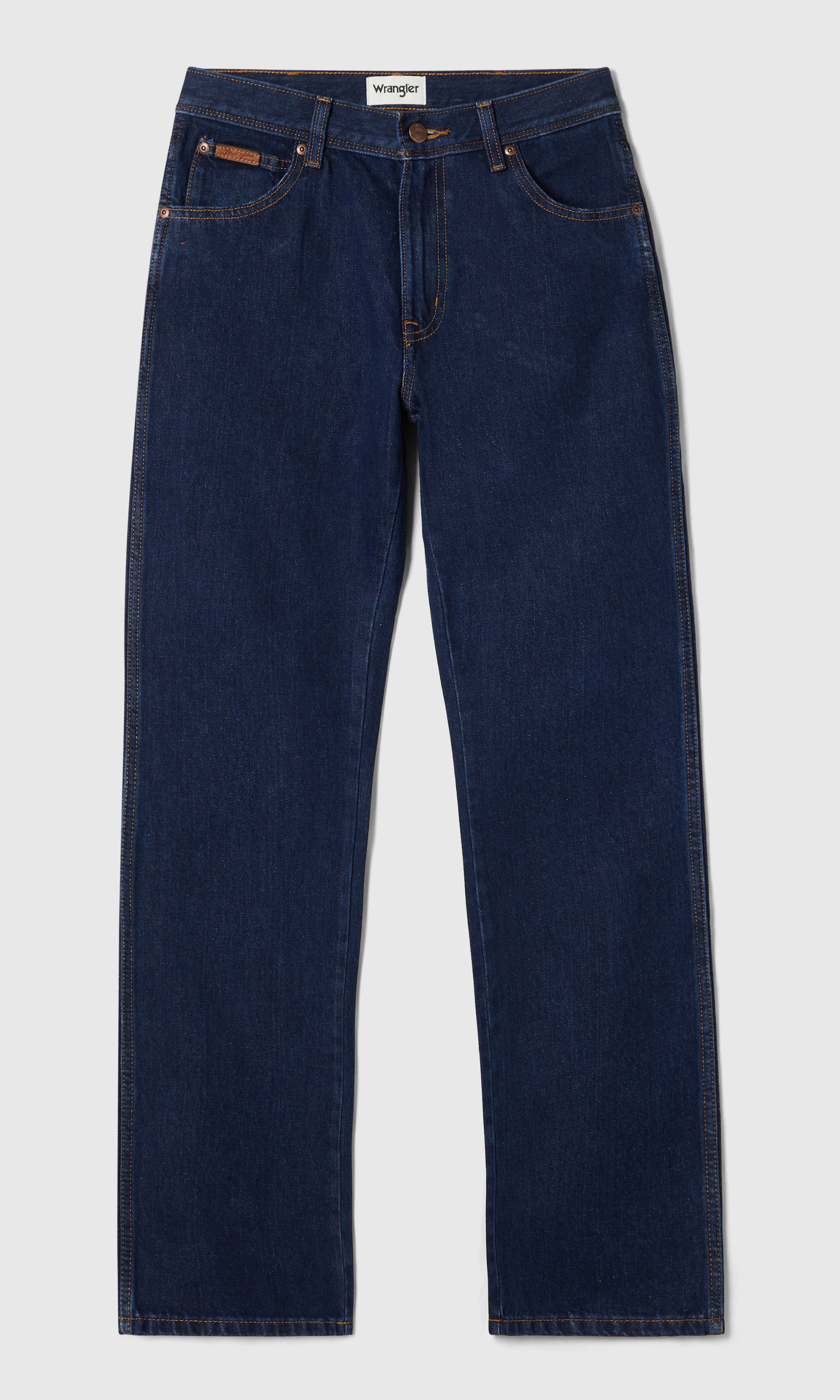 Texas Straight Mørk Blå Jeans. Front. Flat.
