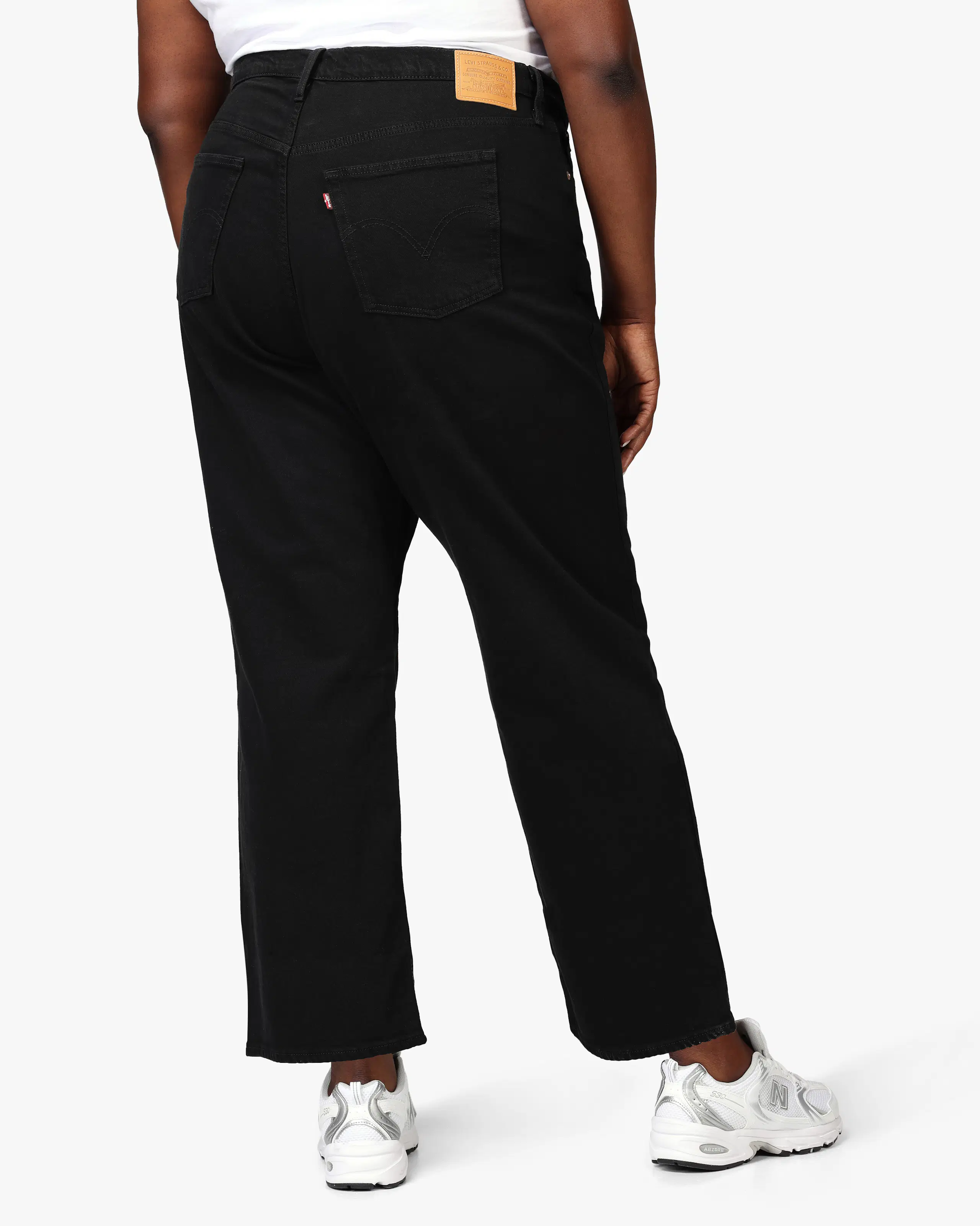 Ribcage Straight Ankle Svart Jeans (Plus). Back. Model.