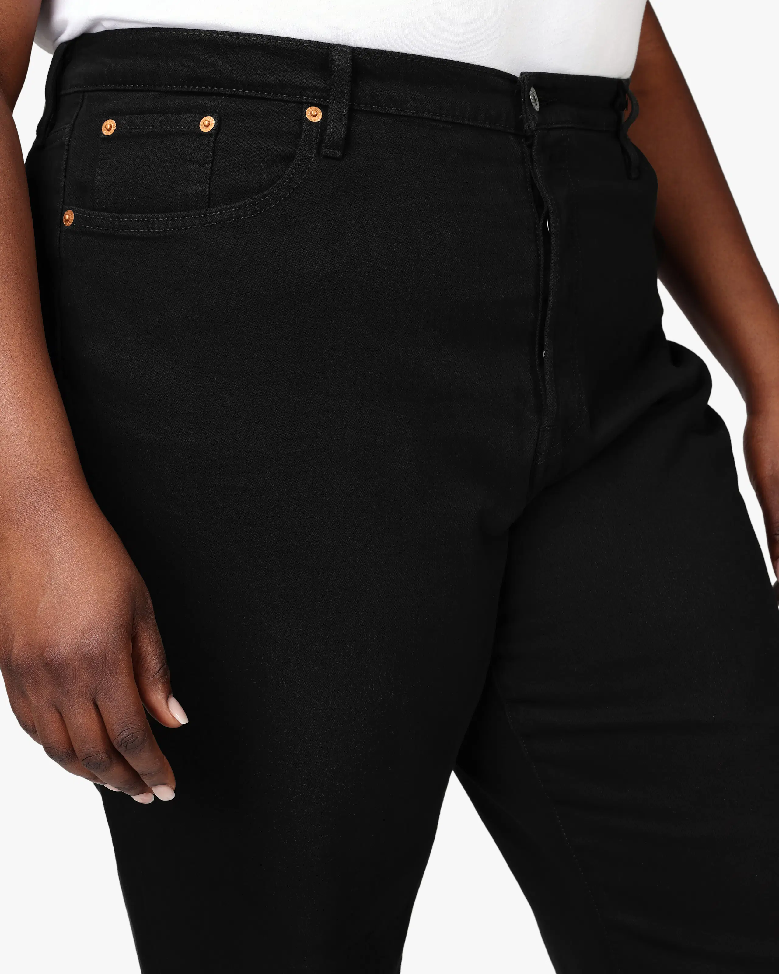 Ribcage Straight Ankle Svart Jeans (Plus). Detail 1. Model.
