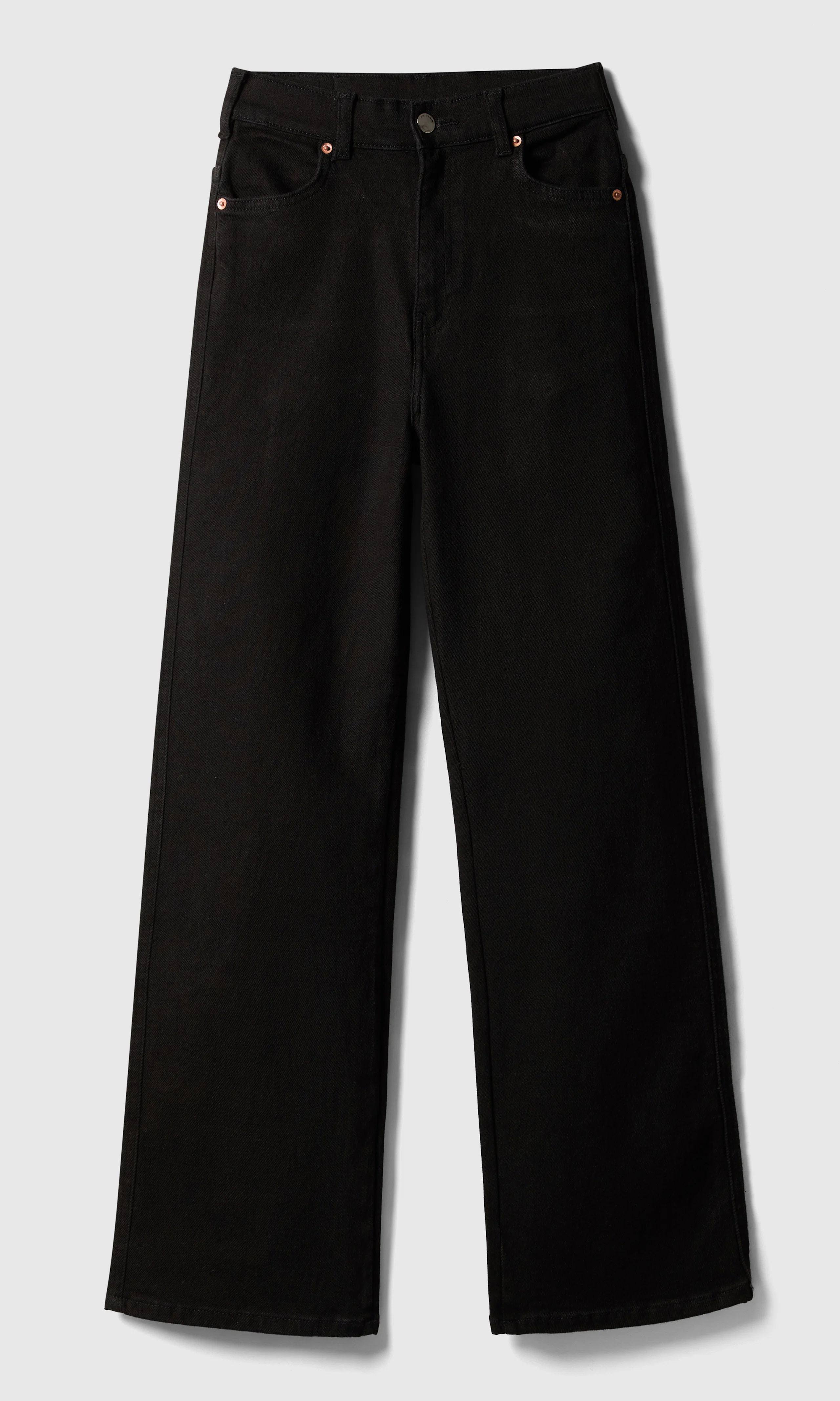 Moxy High Straight Jeans. Front. Flat.
