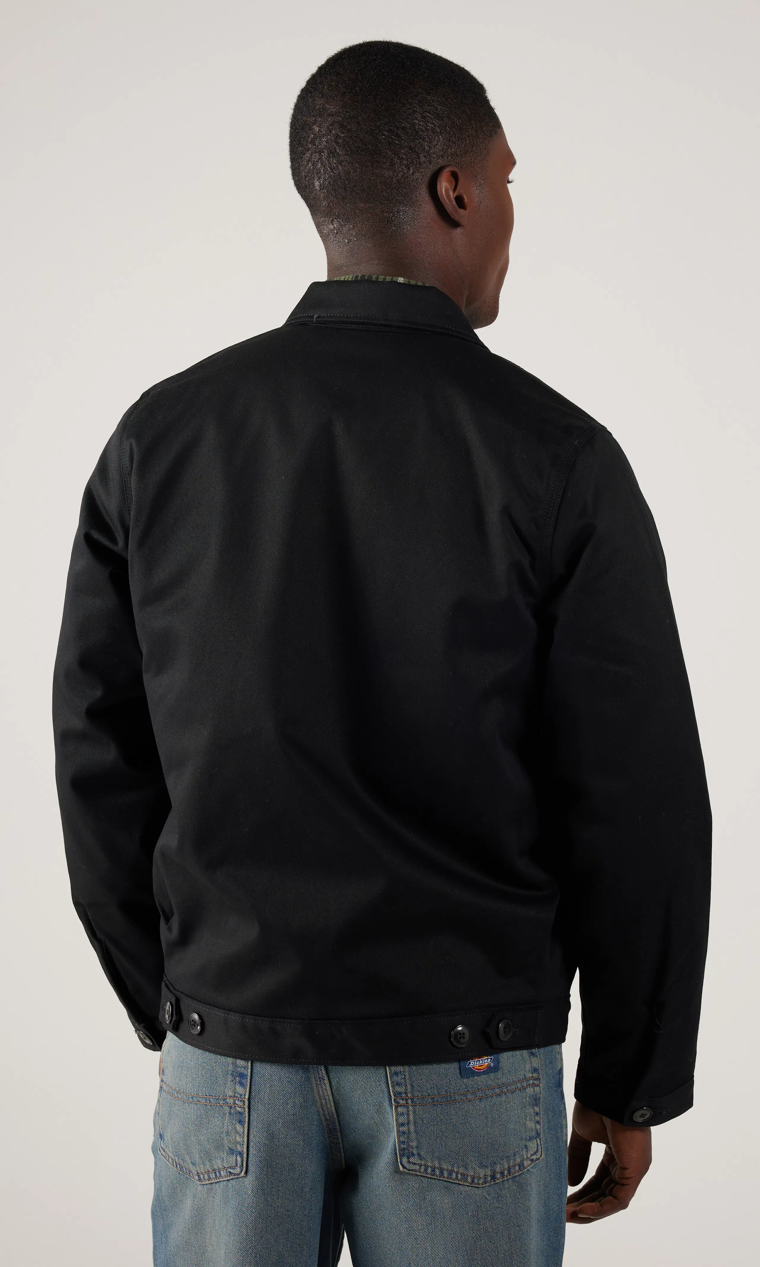 Lined Eisenhower Musta Takki. Back. Model.