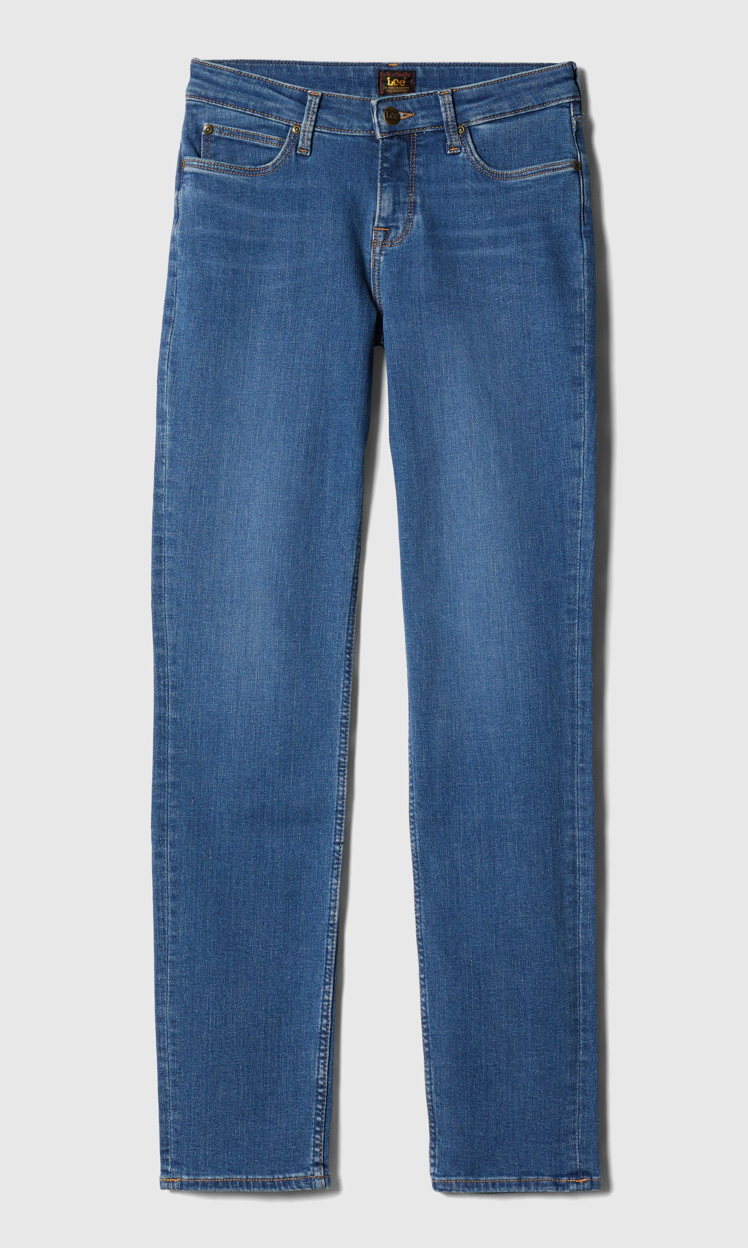 Marion Straight Medium Blå Jeans. Front. Flat.