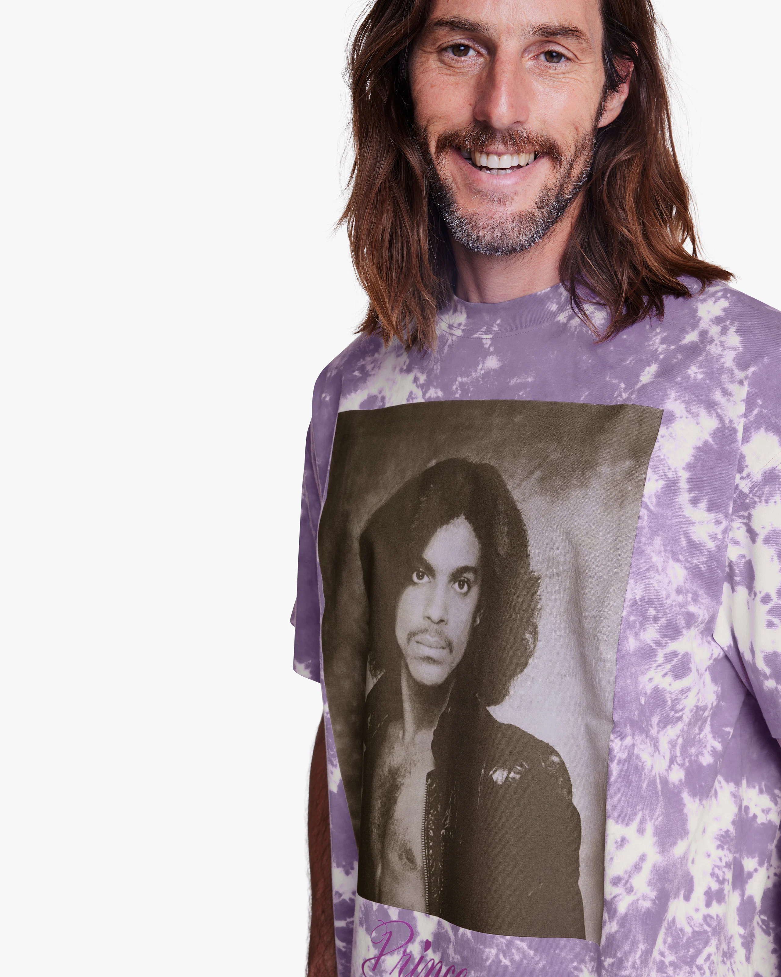 Prince Tie Dye Loose Fit T-Shirt. Detail 2. Model.