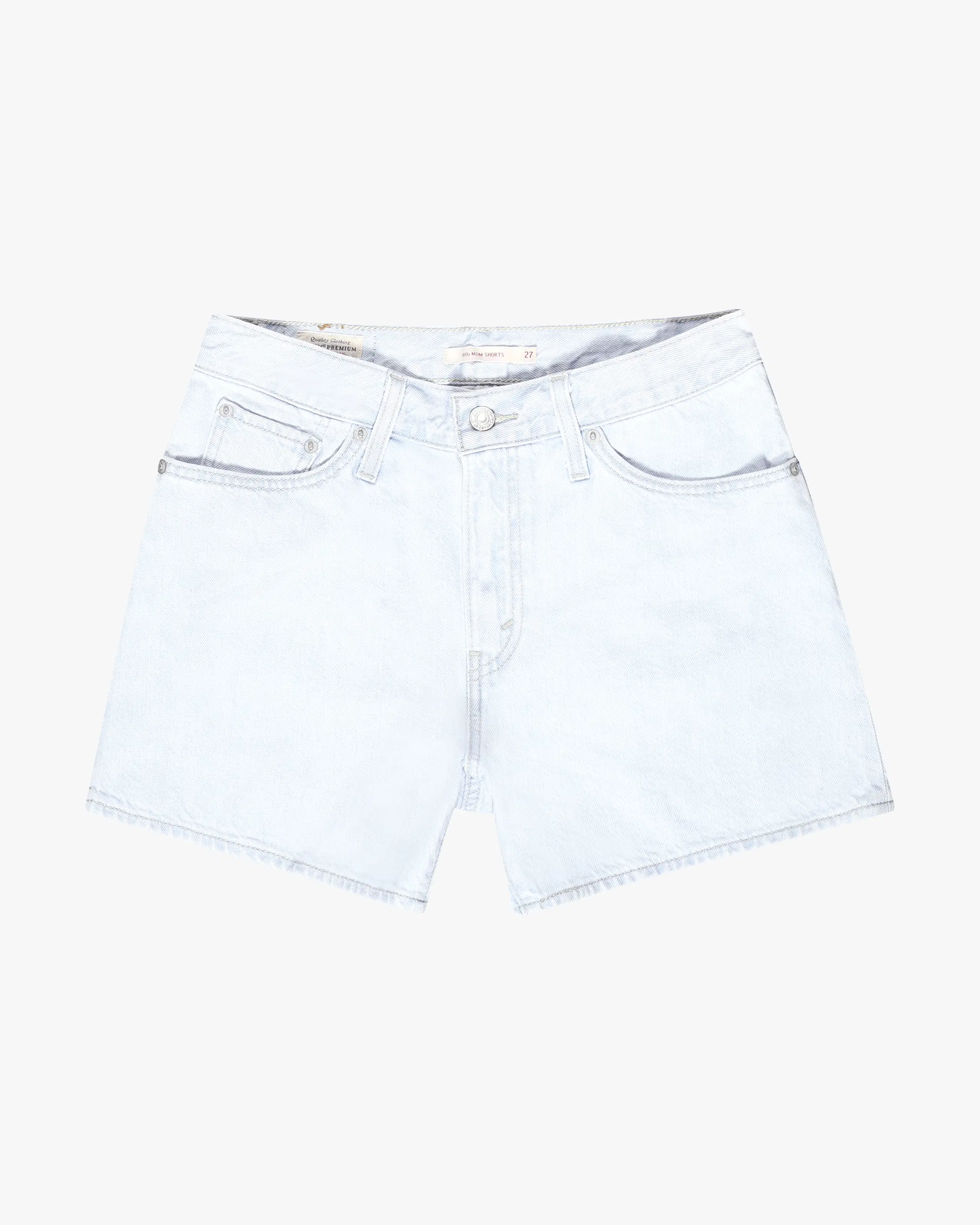 80's Mom Lys Blå Shorts. Front. Flat.