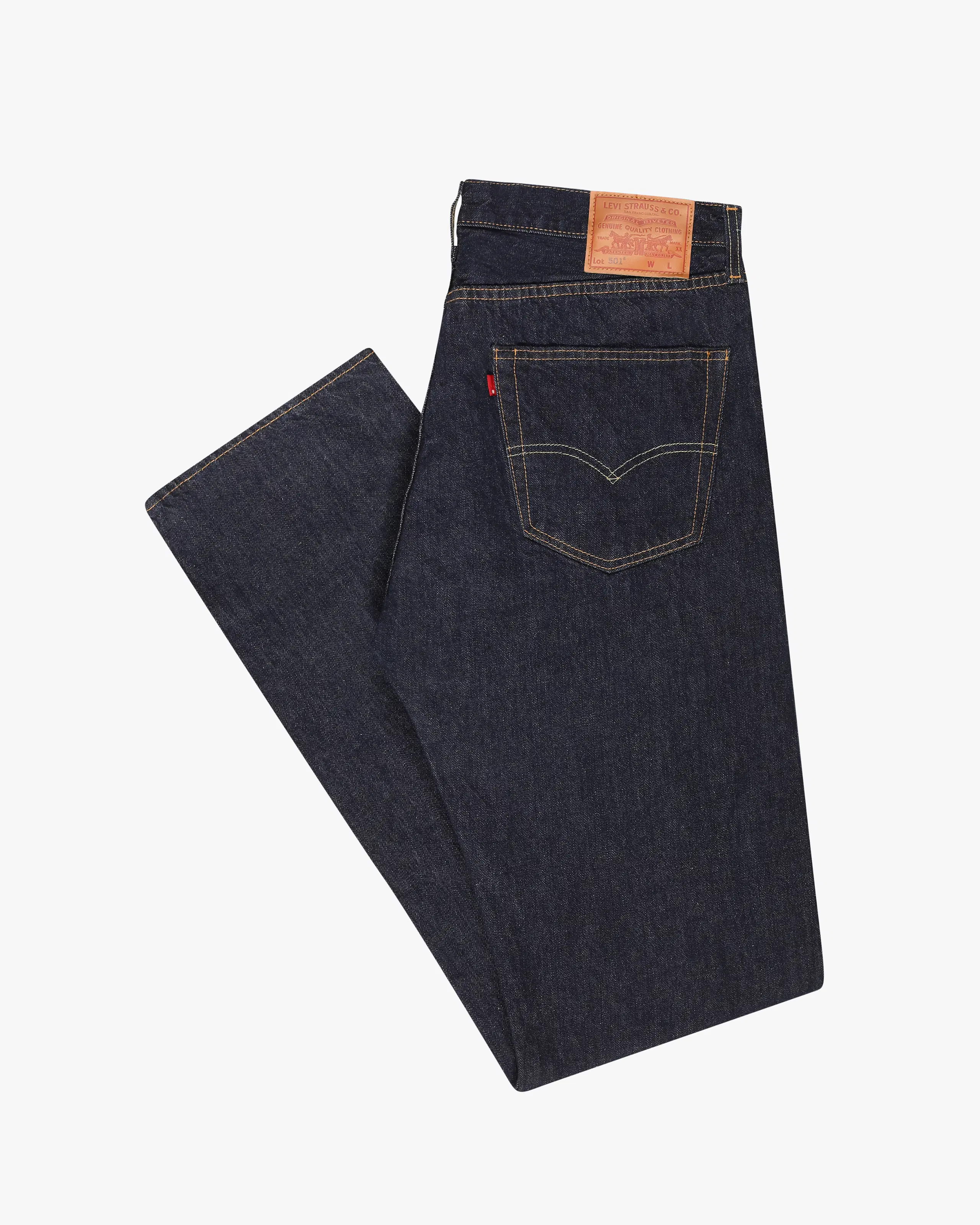 501® Original Mørk Blå Jeans (Big & Tall). Back. Flat.
