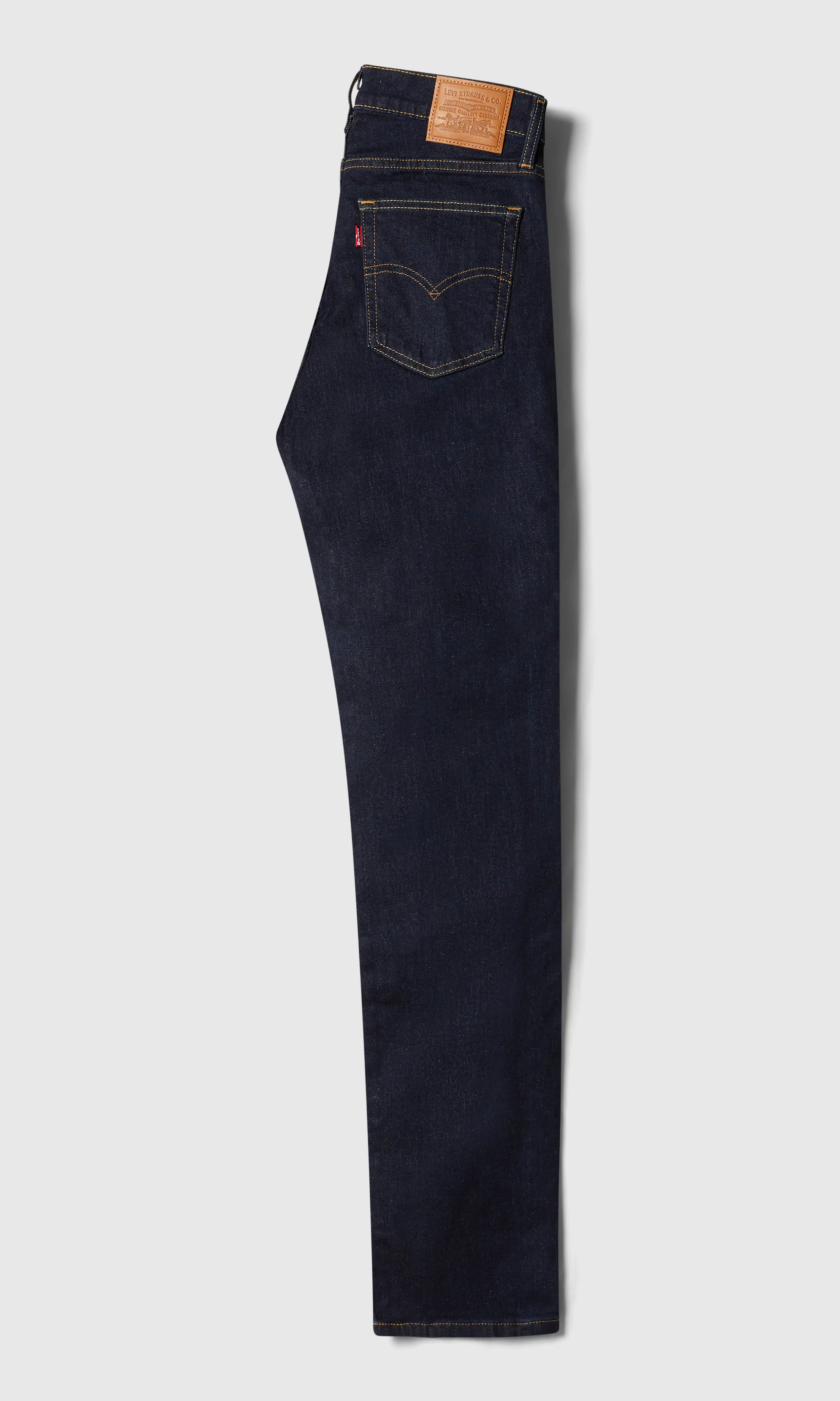 724™ High Rise Straight Mörkblå Jeans. Back. Flat.