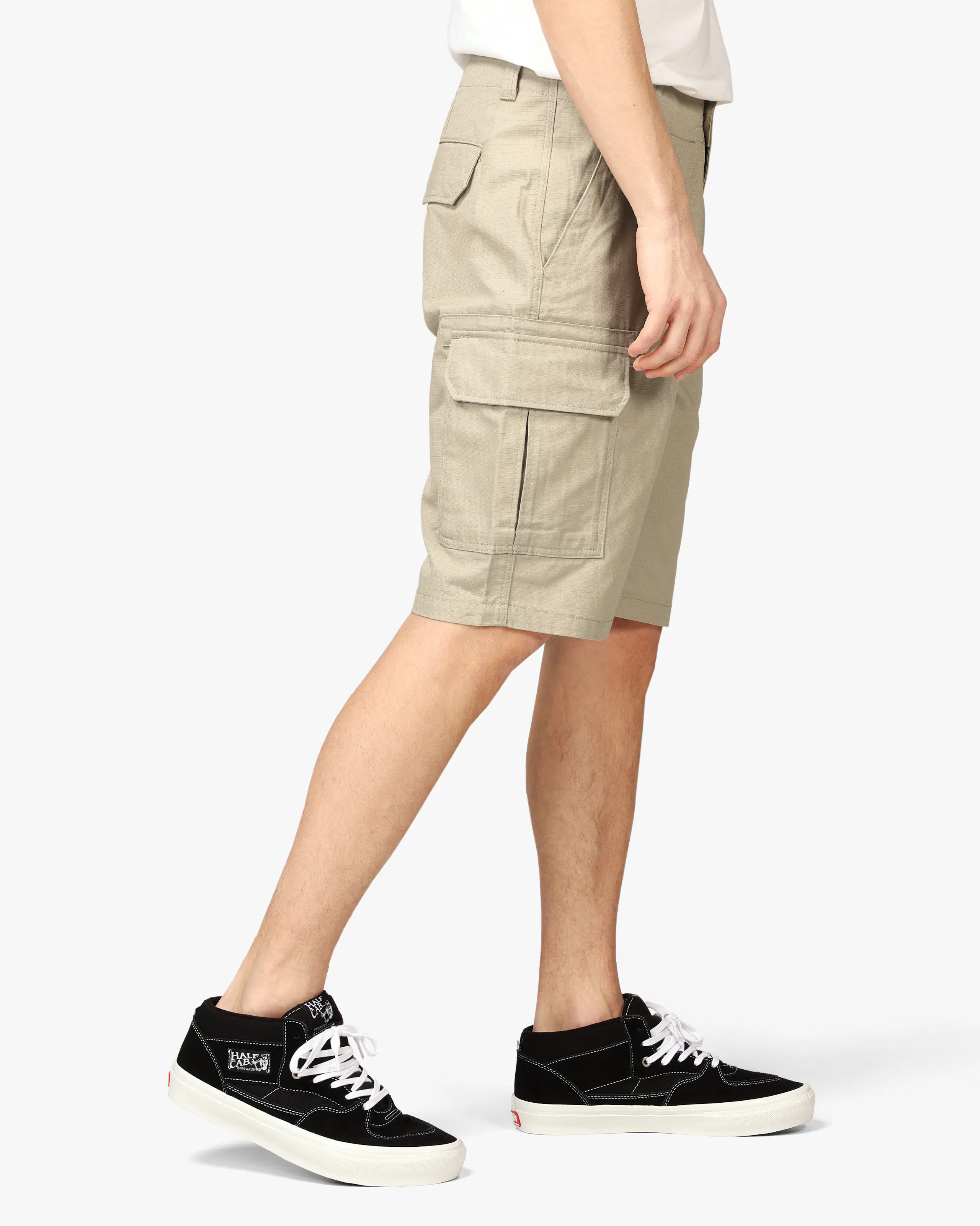 Millerville Khaki Shorts. Front 2. Model.