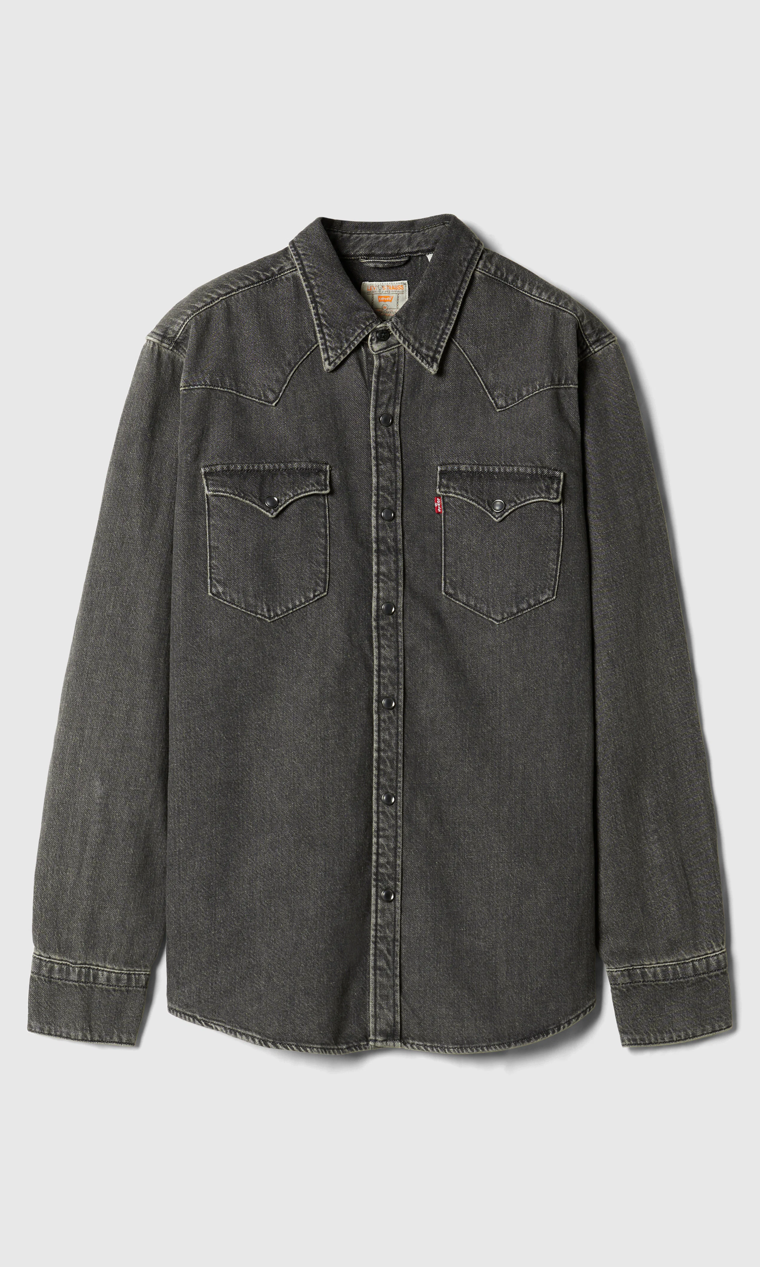 Barstow Western Standard Svart Skjorta. Front. Flat.