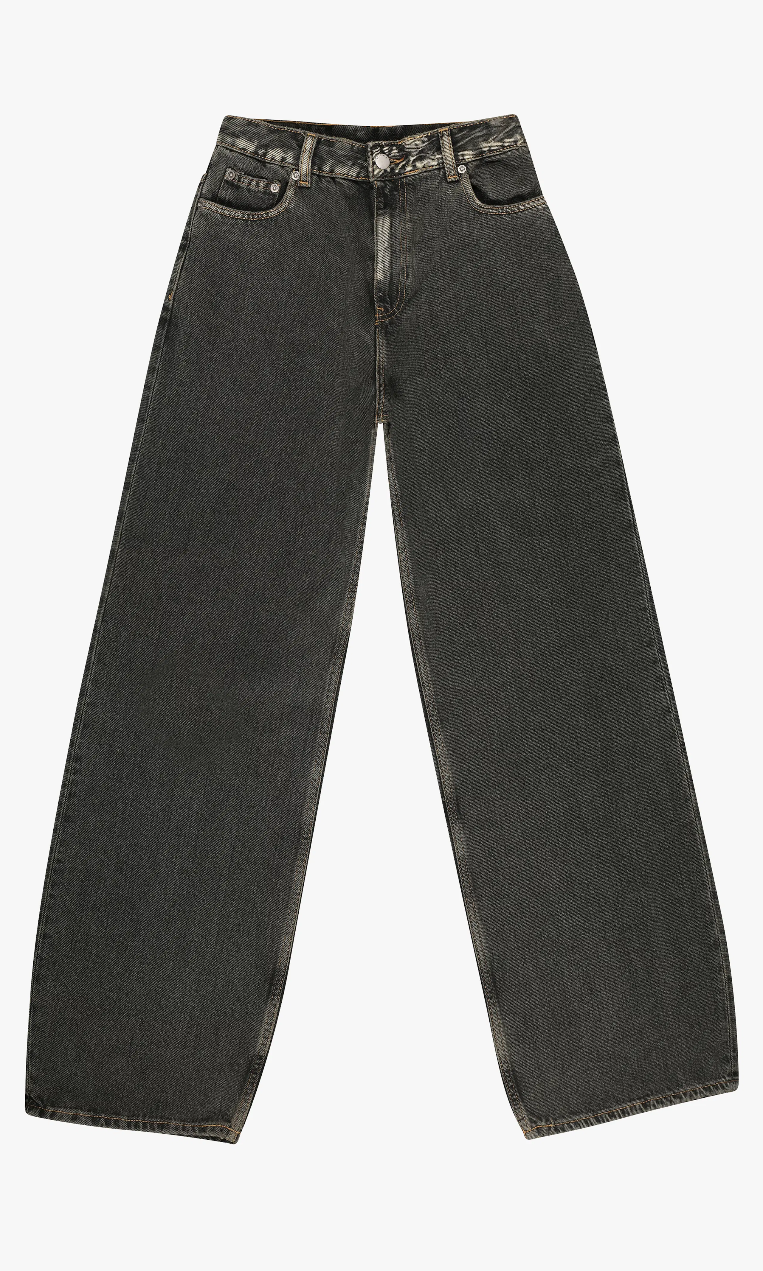 Donna Svart Jeans. Front. Flat.