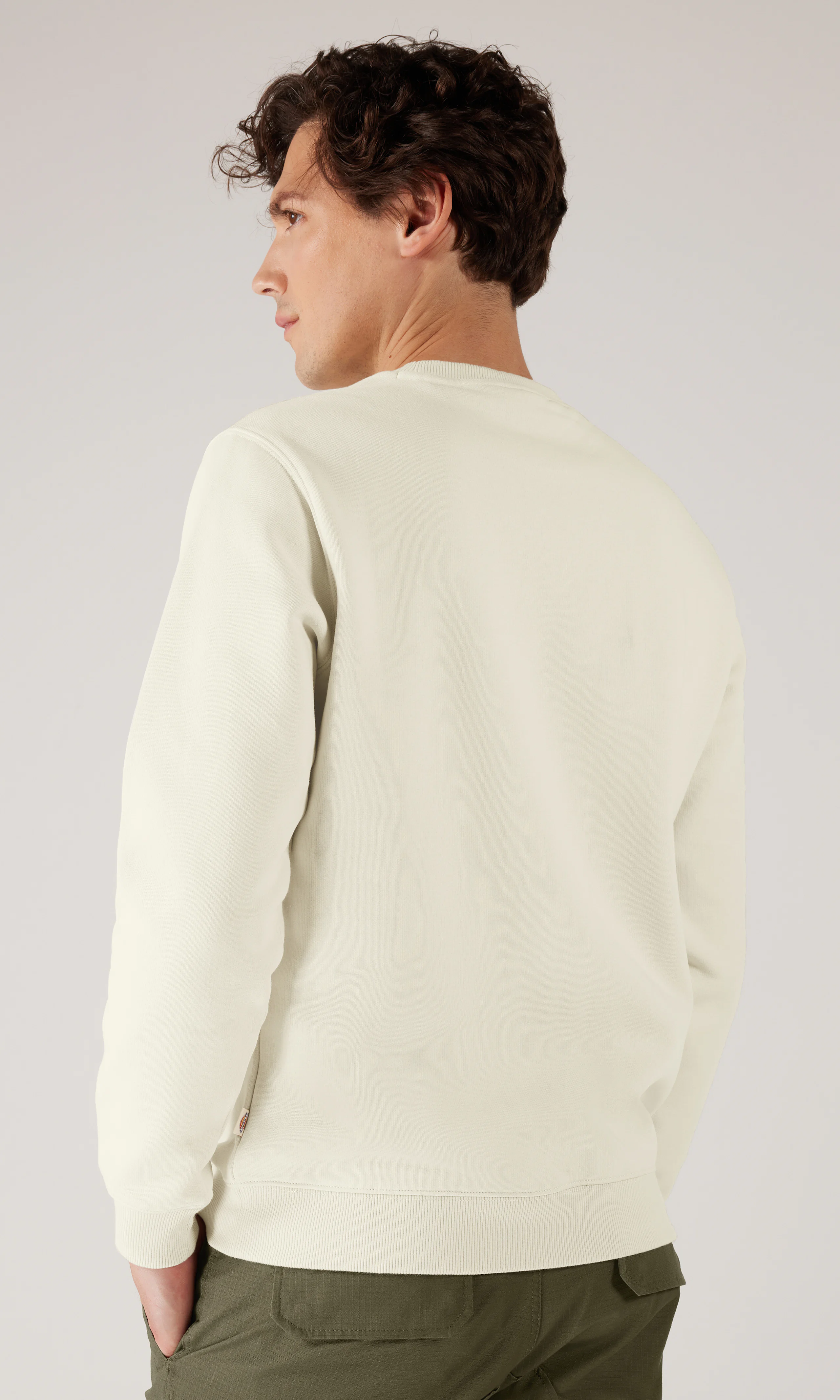 Oakport Sweatshirt Beige Collegepaita. Back. Model.