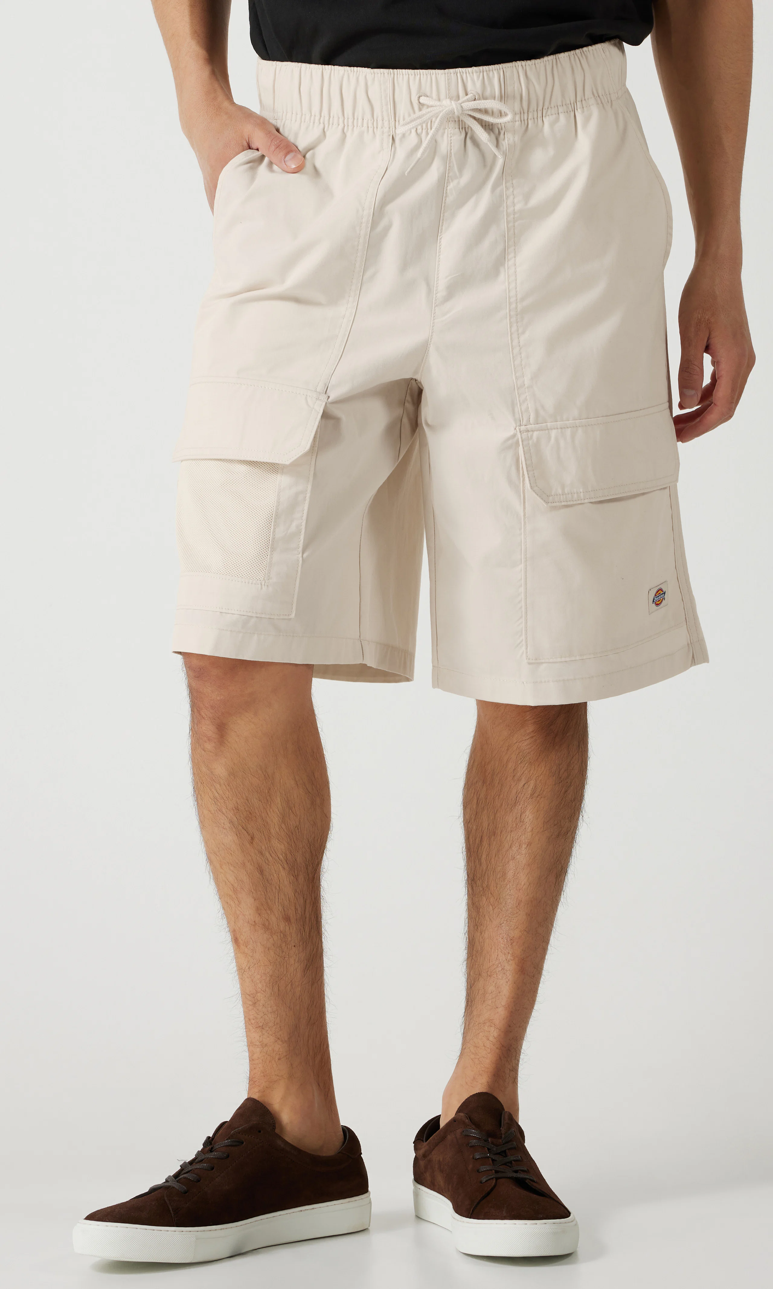 Fishersville Beige Shorts. Front. Model.