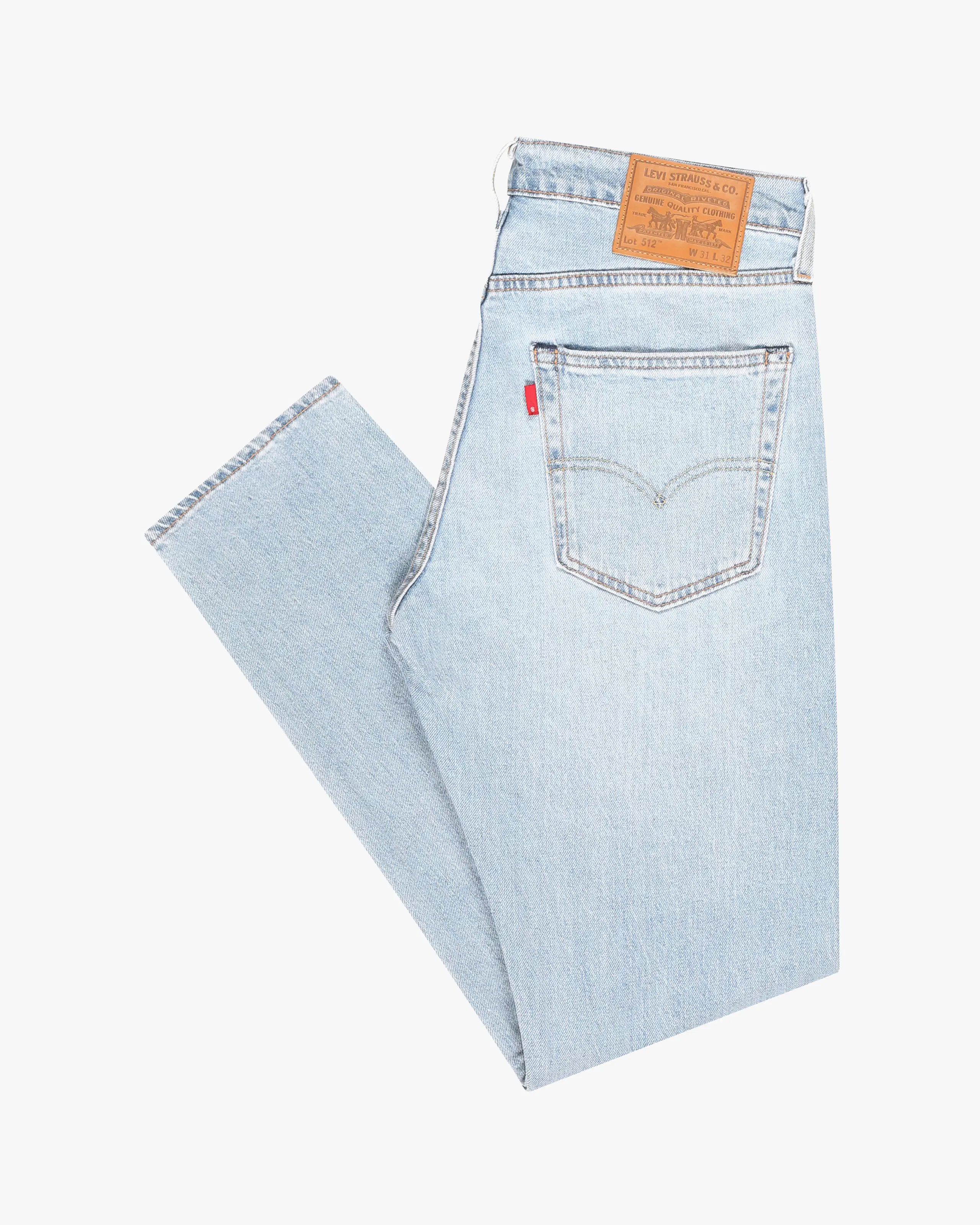 512™ Slim Tapered Vaaleansiniset Farkut. Back. Flat.