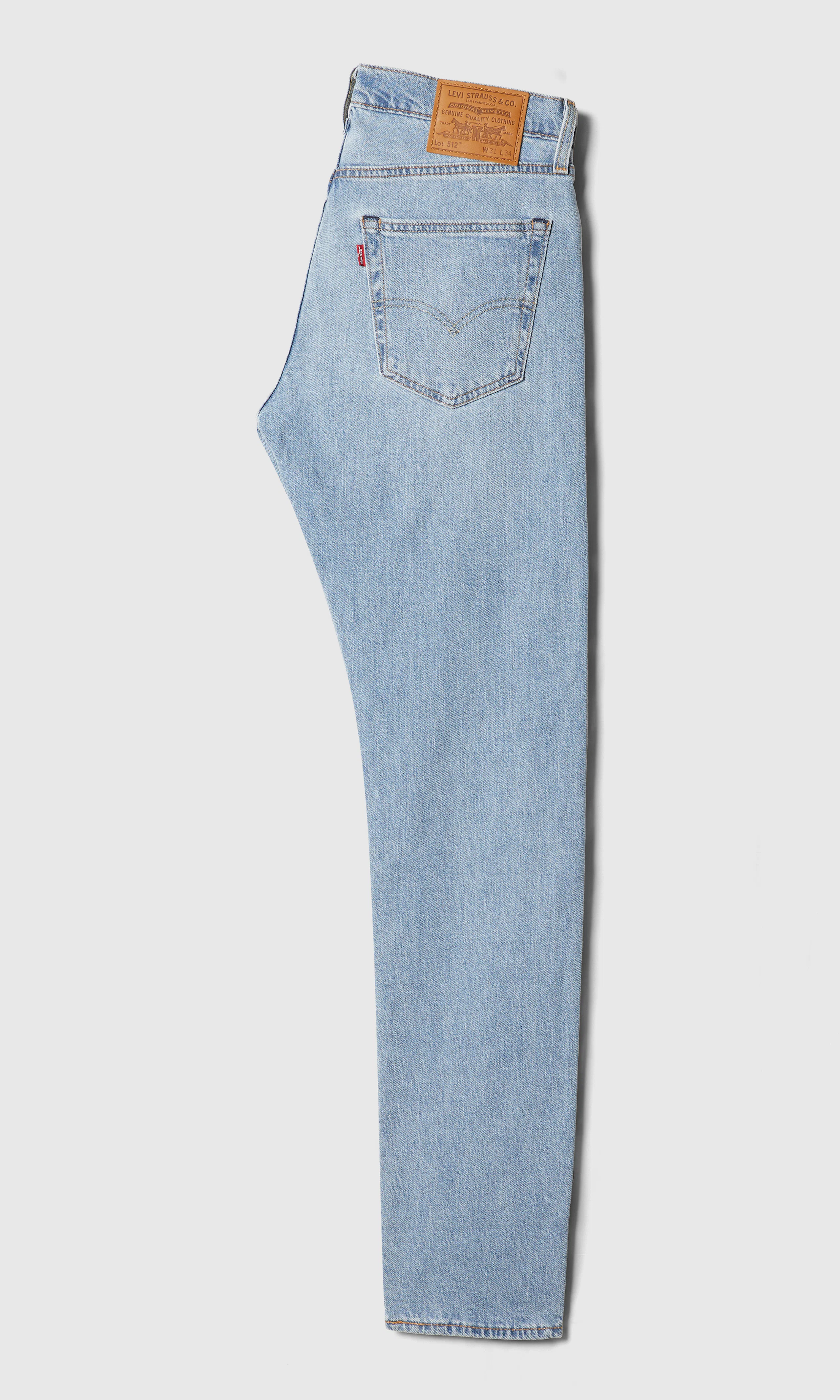 512™ Slim Tapered Vaaleansiniset Farkut. Back. Flat.