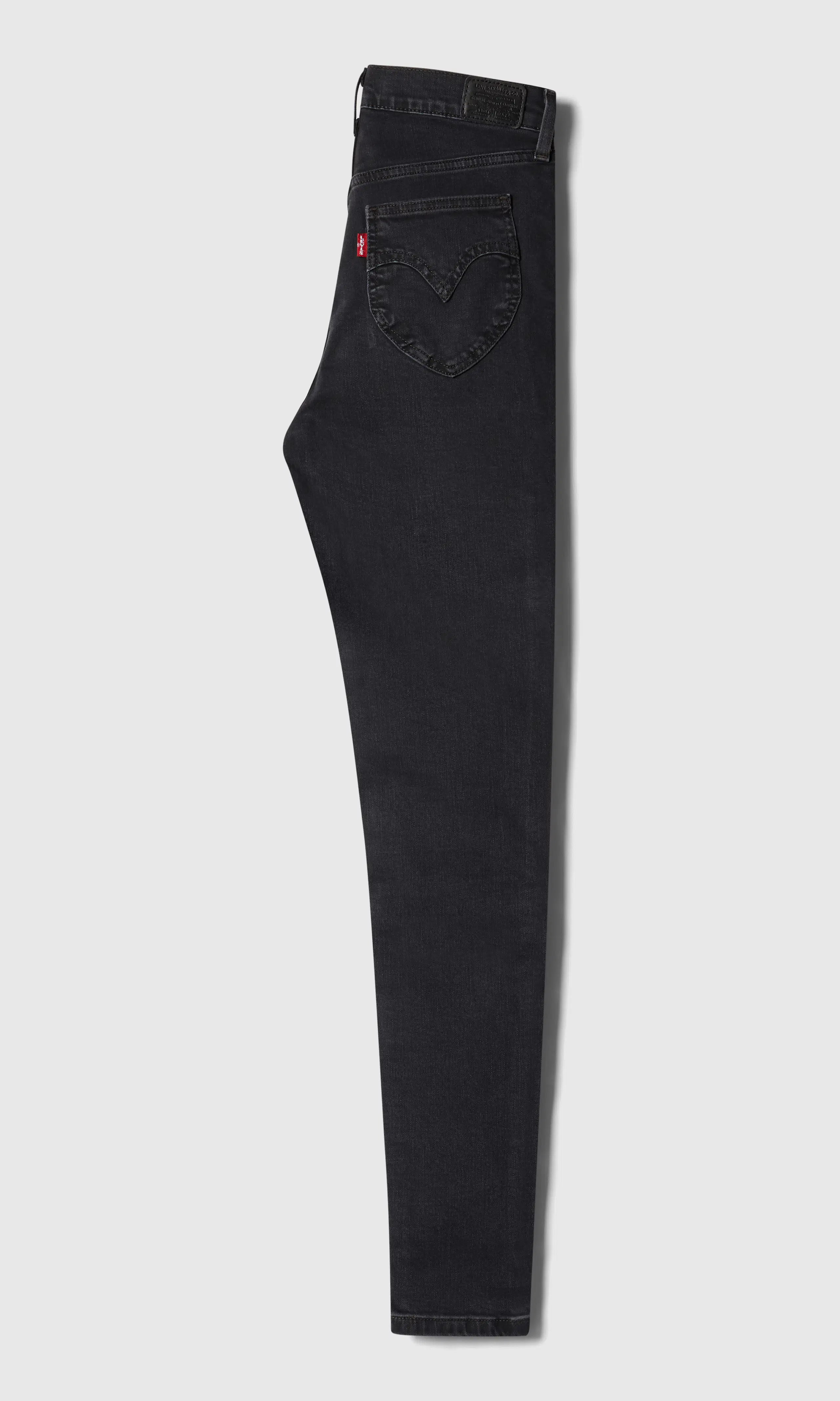 Retro High Skinny Mustat Farkut. Back. Flat.