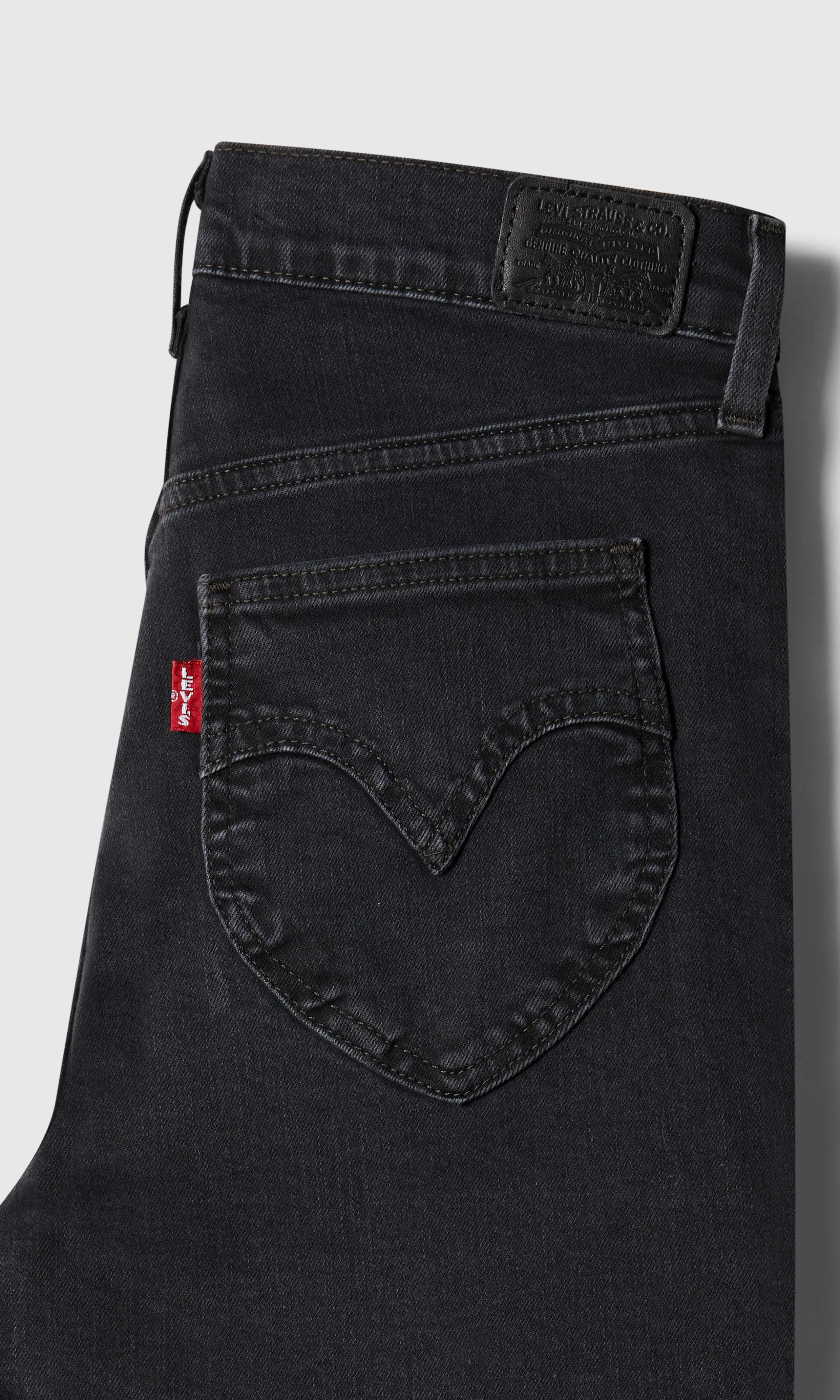 Retro High Skinny Mustat Farkut. Detail 1. Flat.