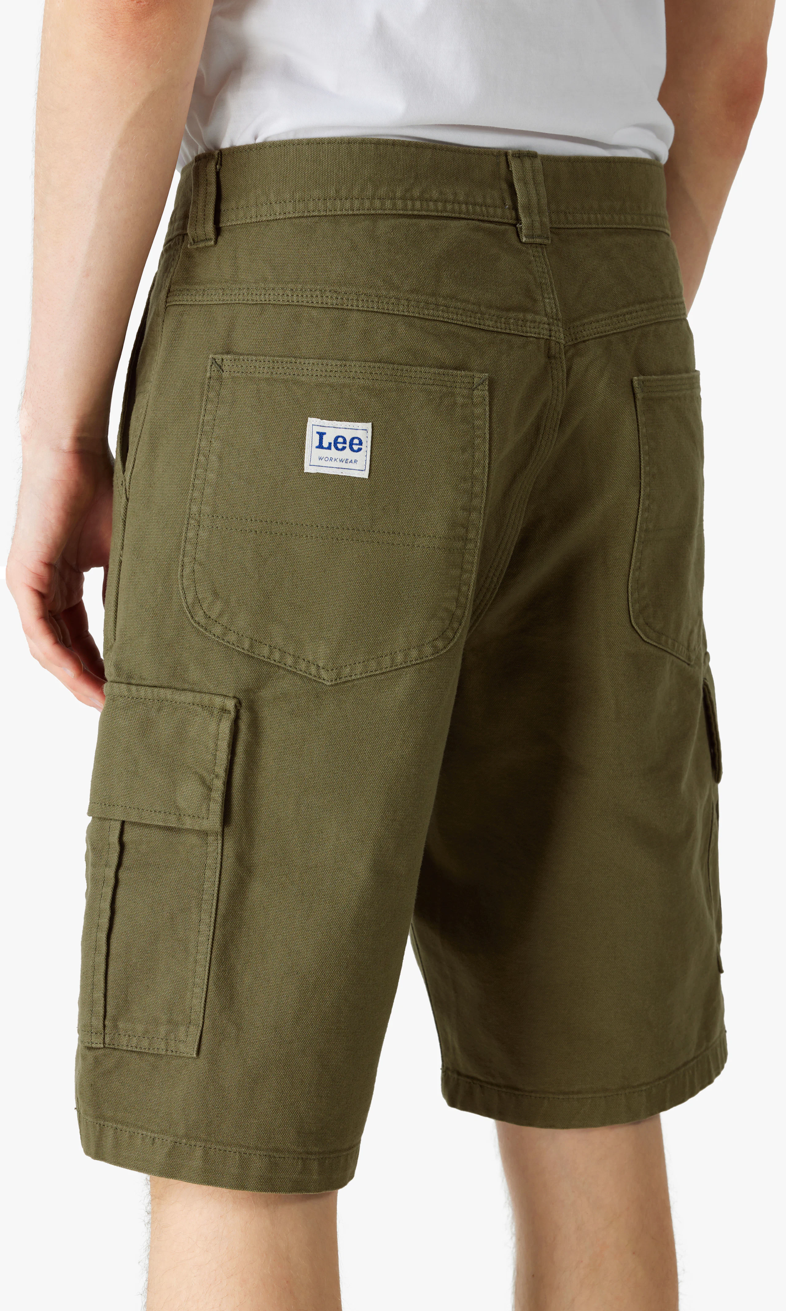 Cargo Grön Shorts. Detail 2. Model.