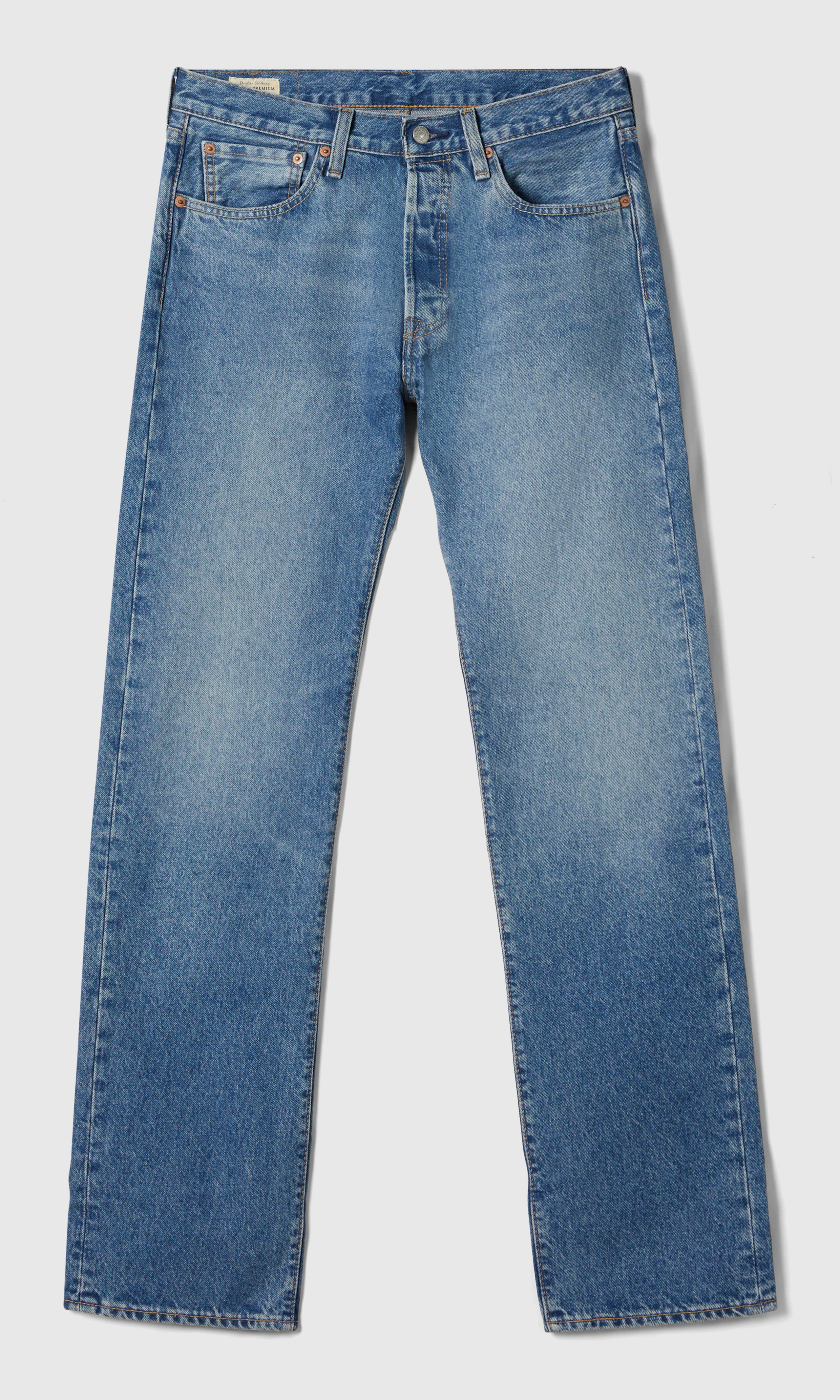 501® Original Lys Blå Jeans. Front. Flat.