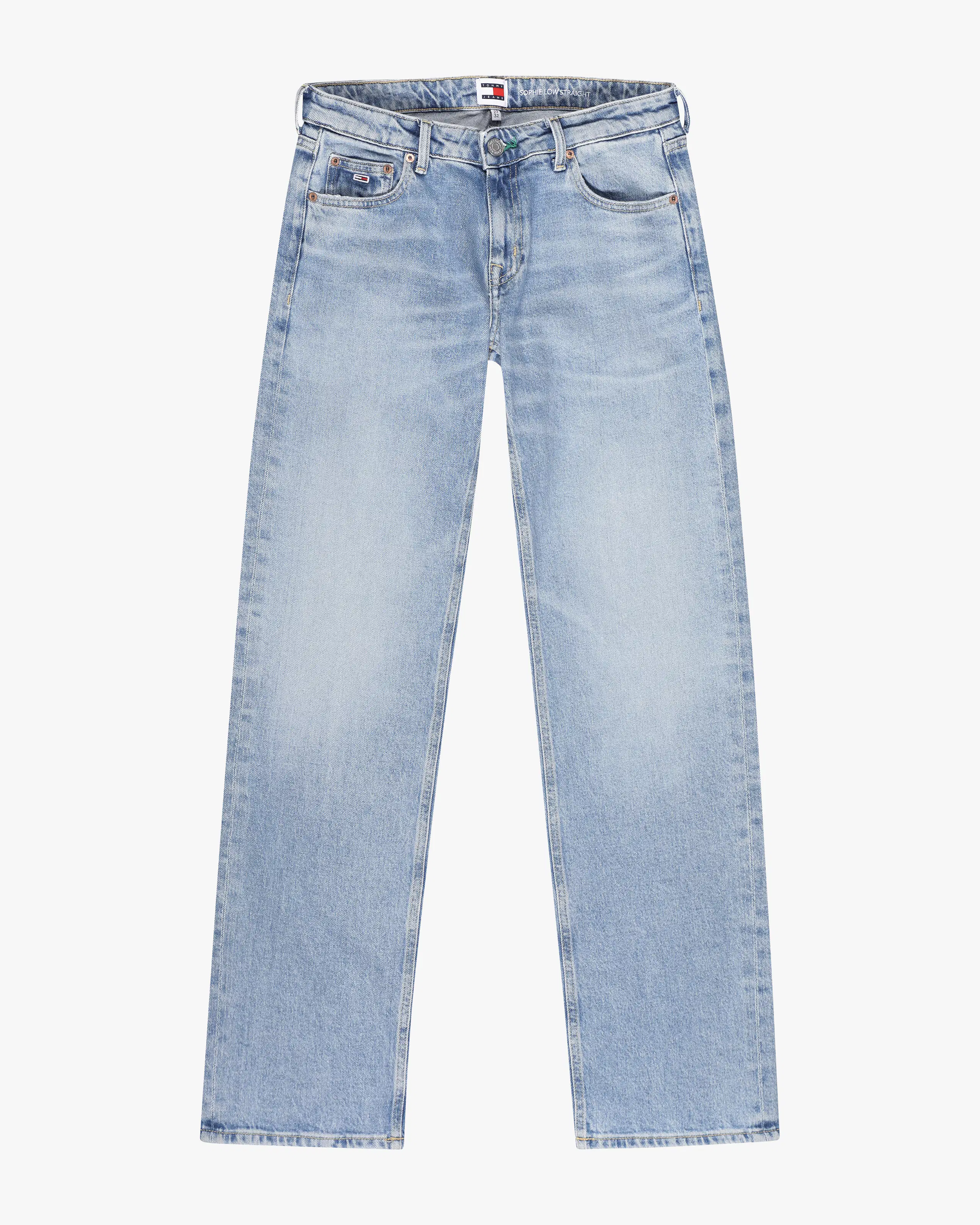Sophie Low Rise Lys Blå Straight Jeans. Front. Flat.