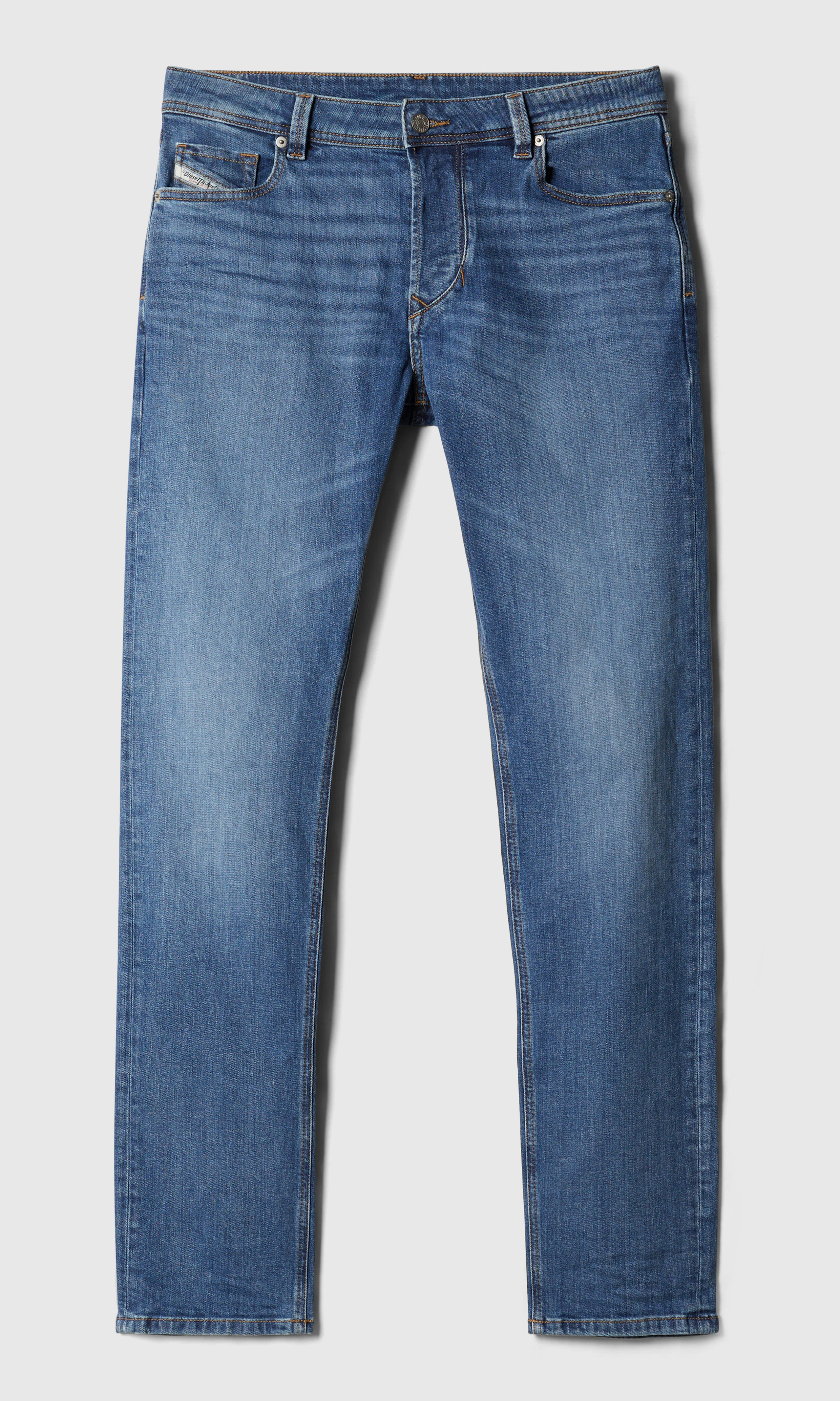 1986 Larkee-Beex Medium Blå Jeans. Front. Flat.