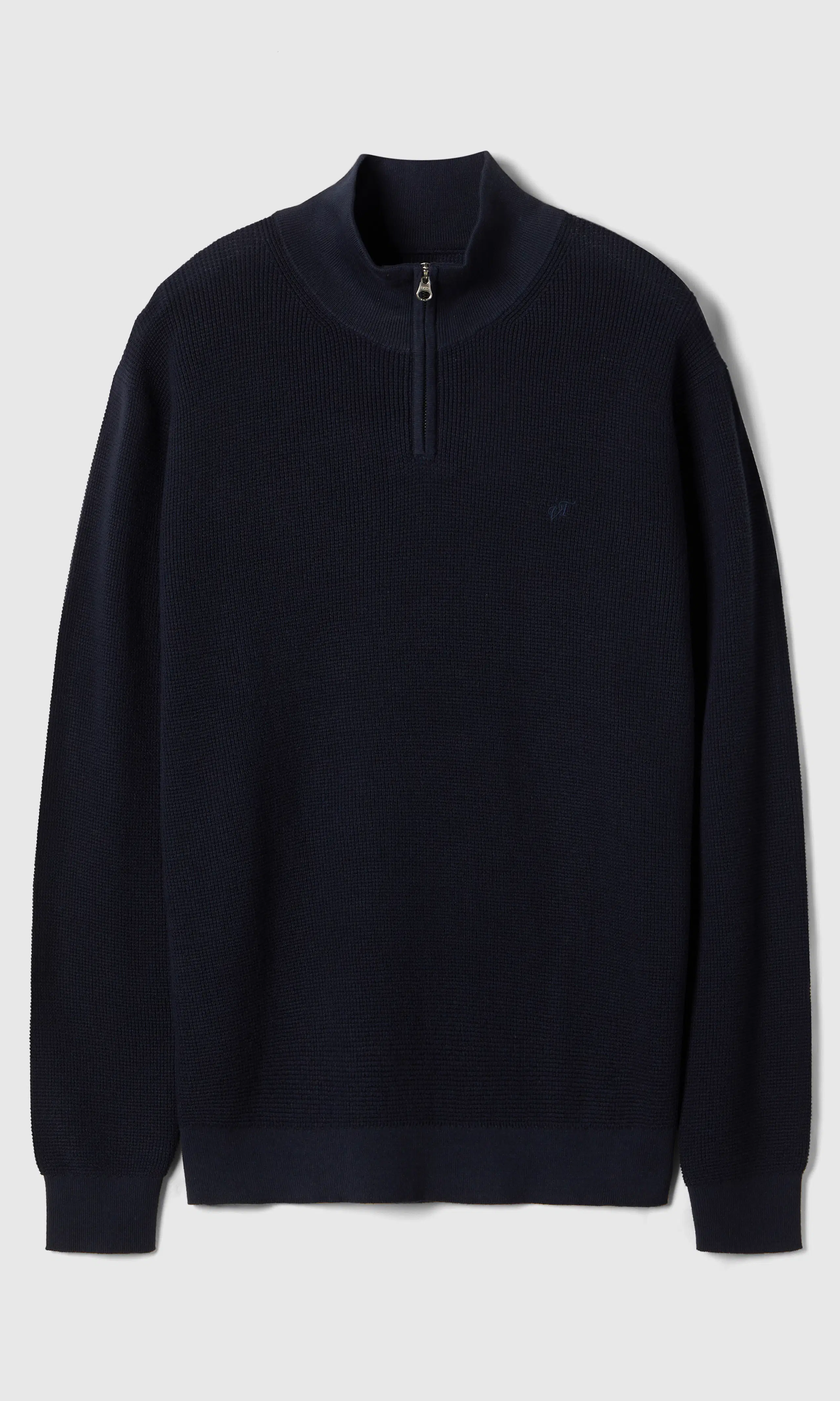 Texture Half Zip Genser. Front. Flat.
