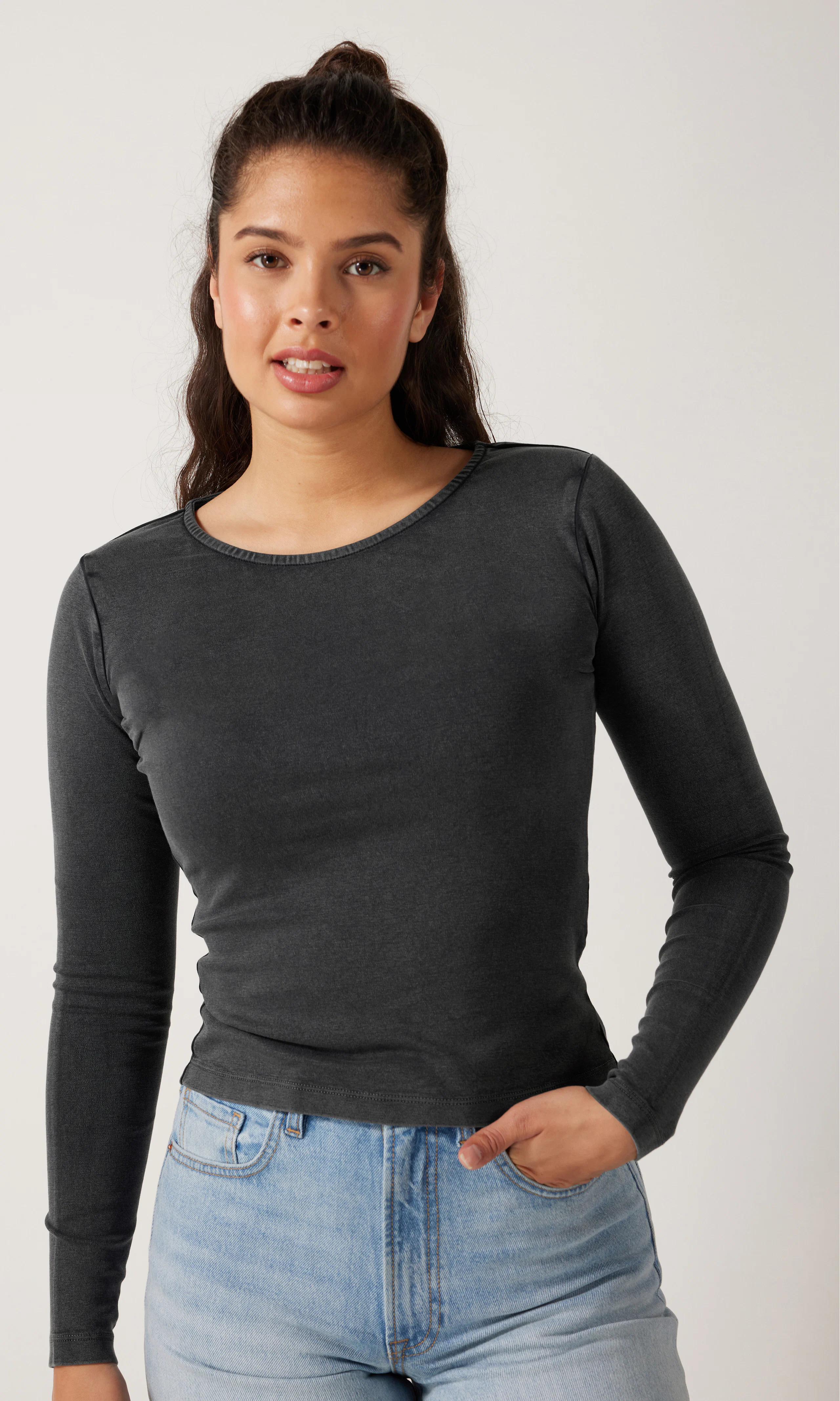 Slim Long Sleeve. Front. Model.
