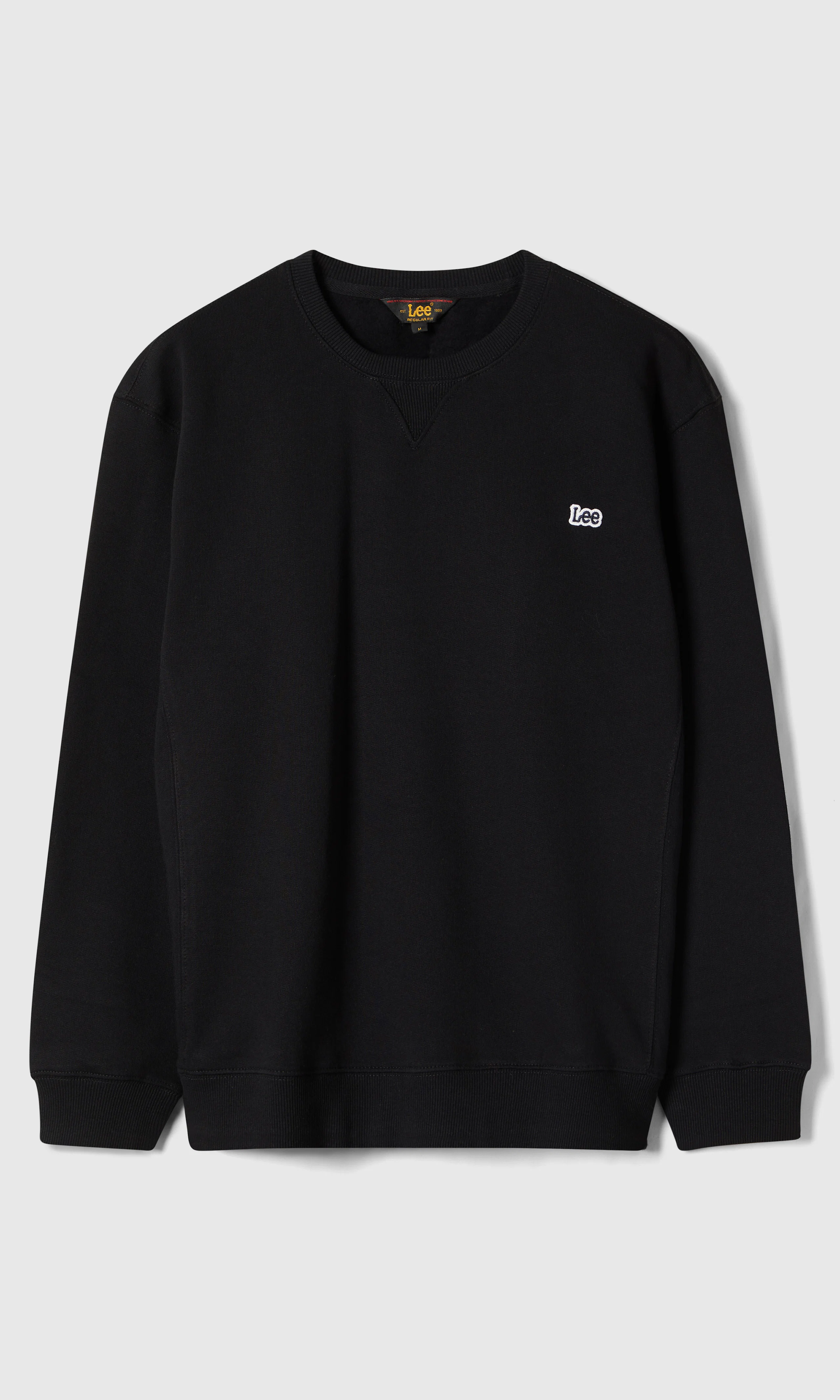 Plain Crew Svart Genser. Front. Flat.