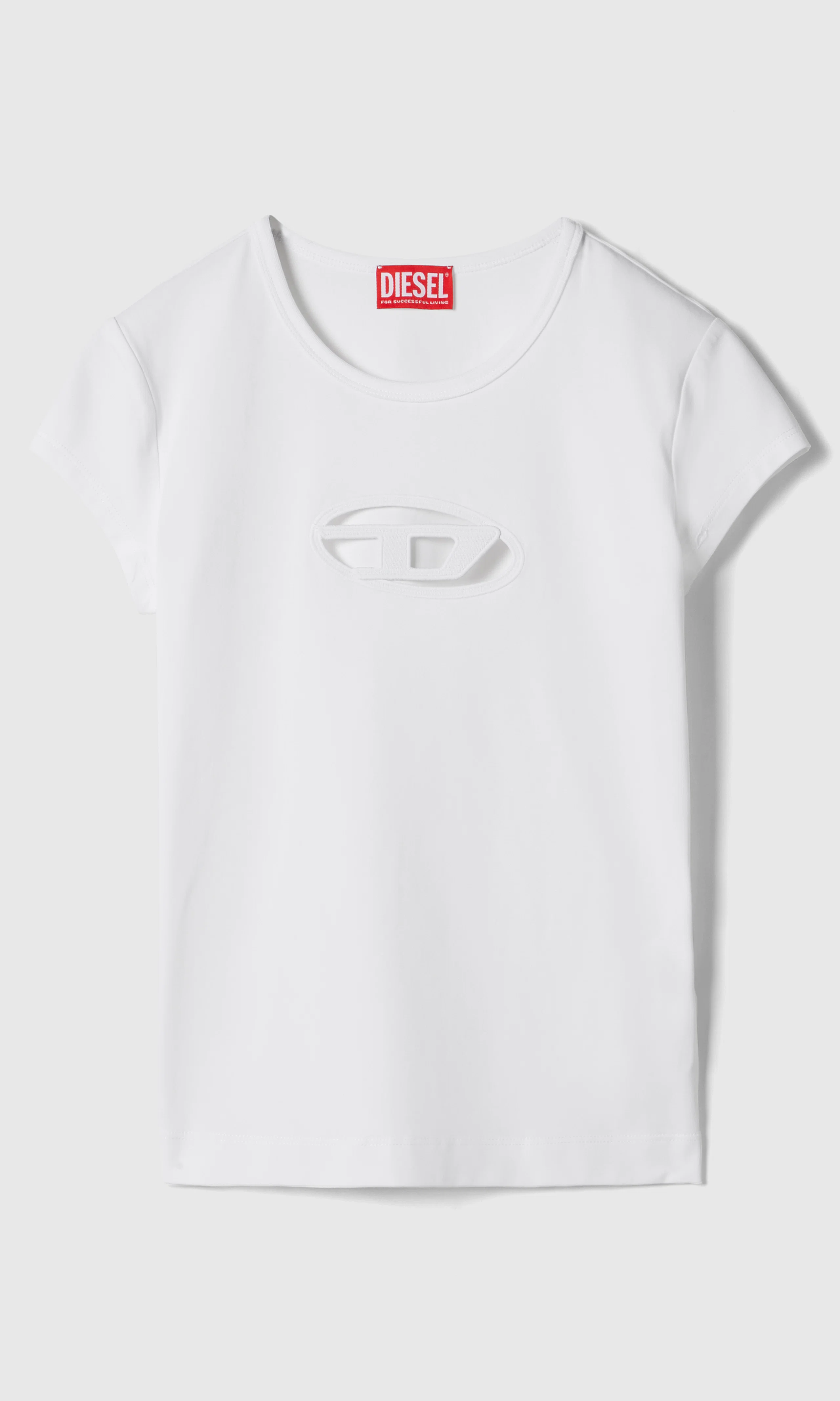 T-Angie Hvit T-Skjorte. Front. Flat.