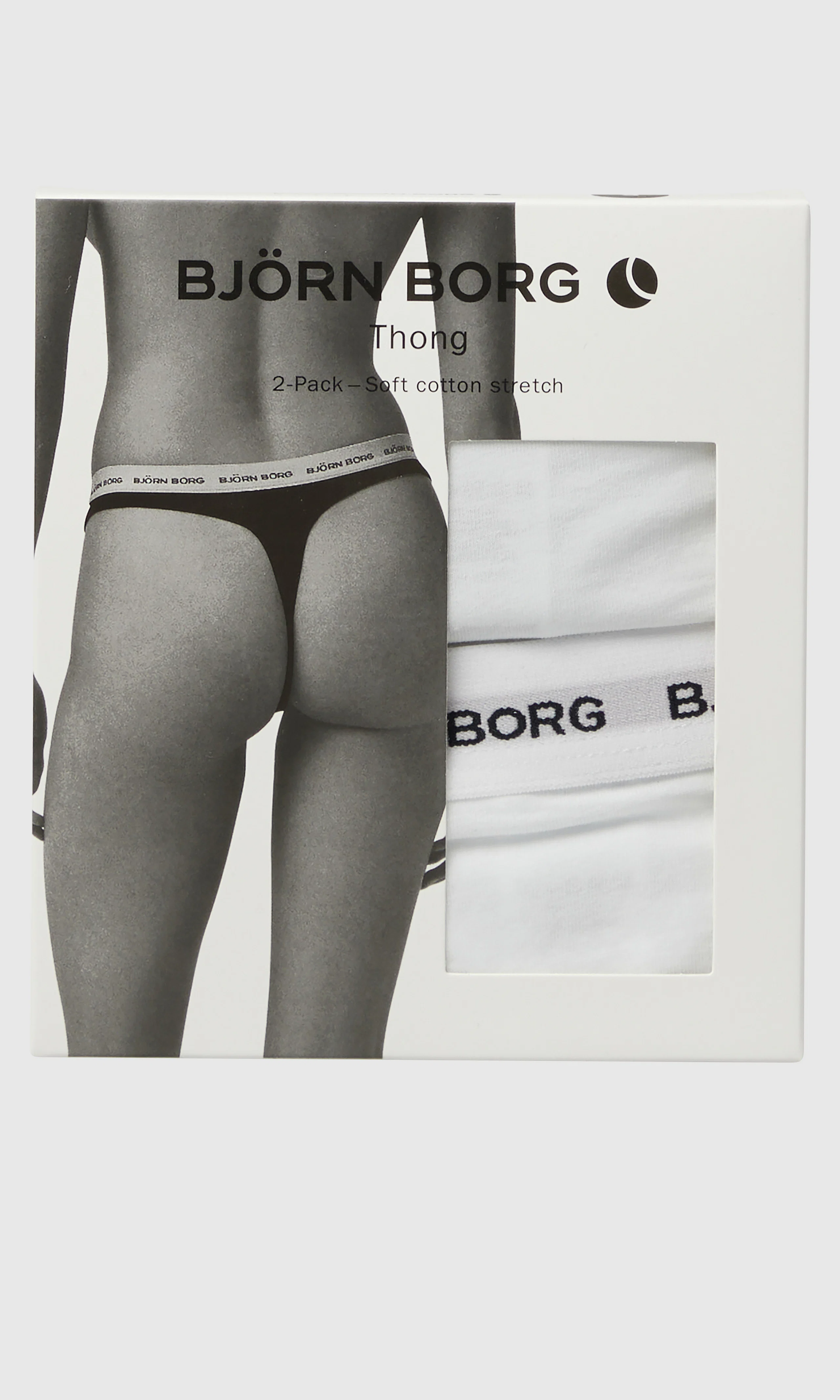 2-Pack Core Logo Valkoiset Stringit. Detail 1. Flat.
