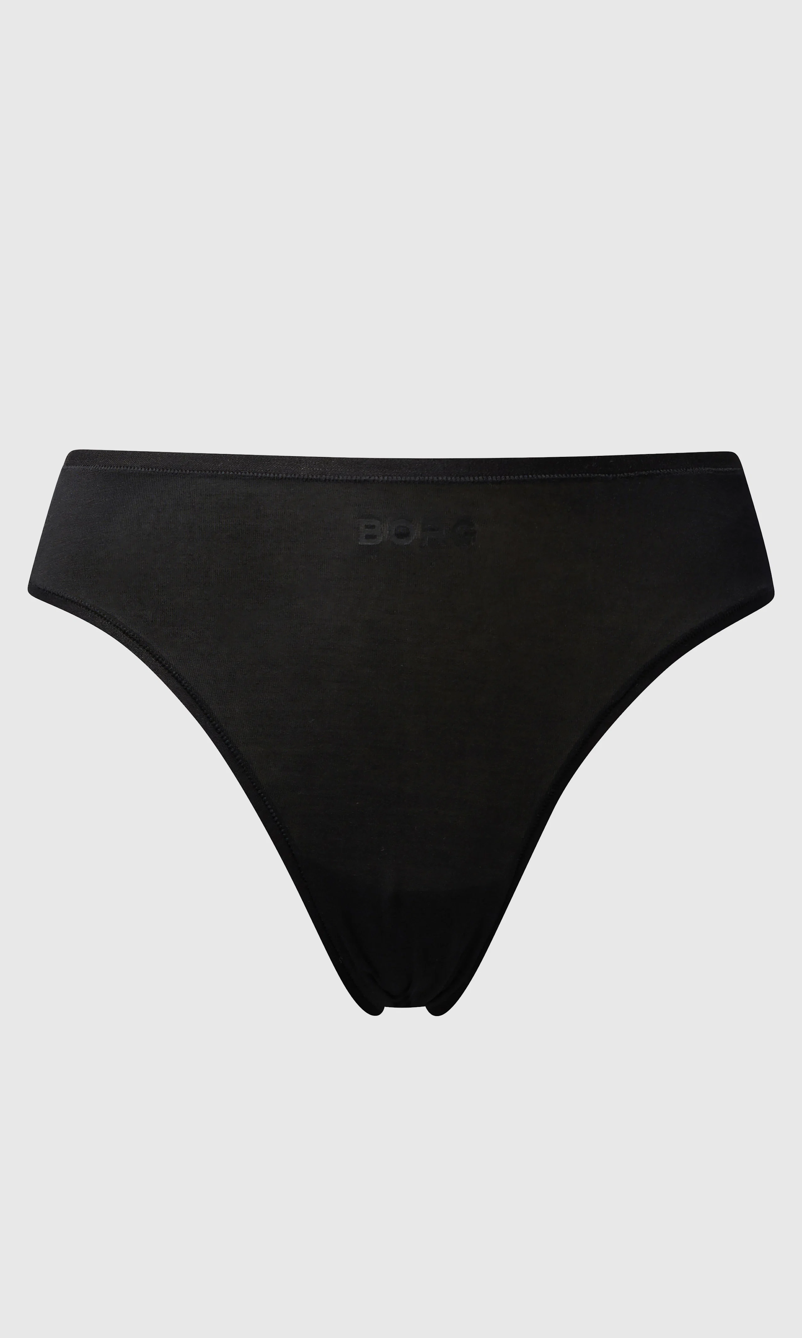 Core Lyocell Svart Stringtrosa. Front. Flat.
