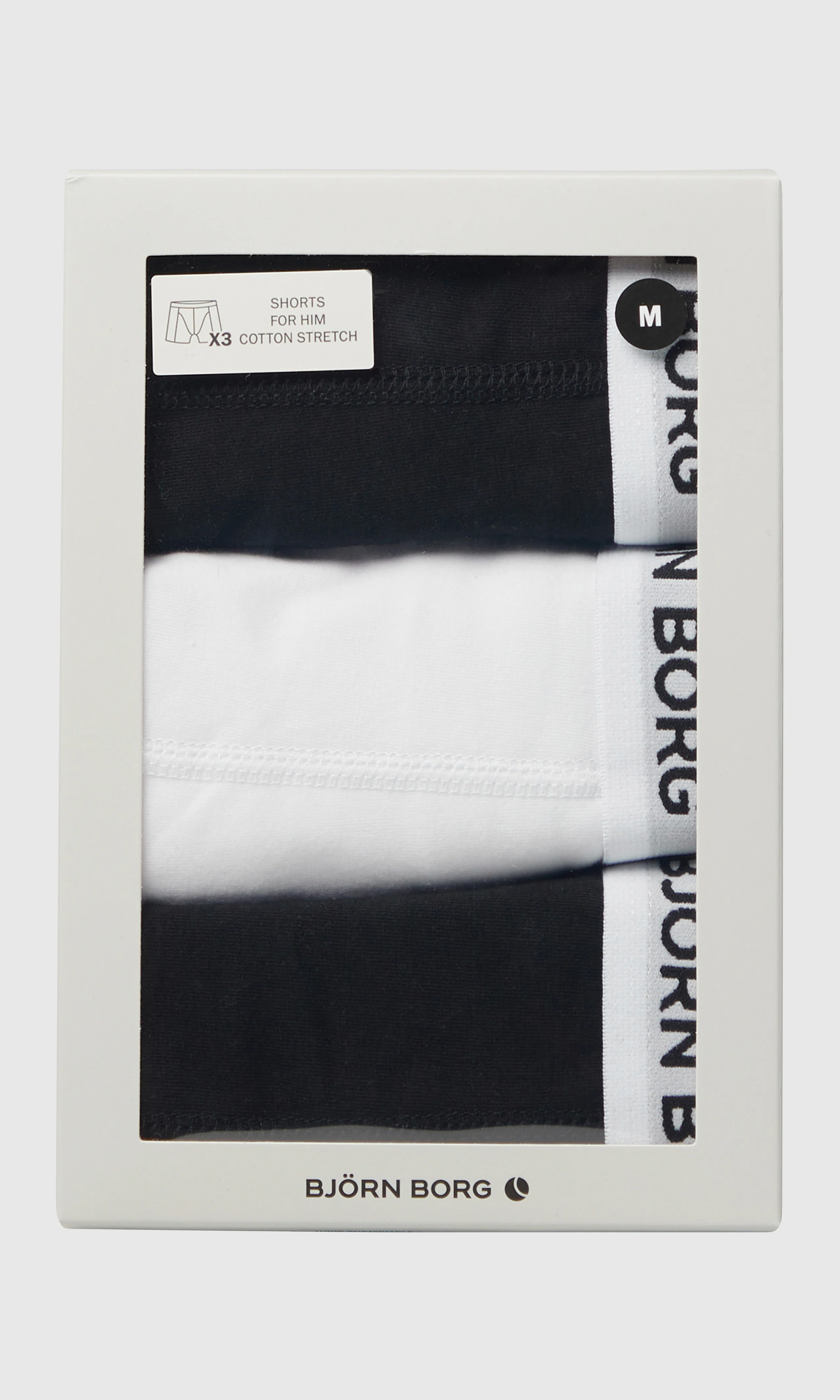 3-Pack Modern Cotton Stretch Hvit & Svart Boxer. Detail 1. Flat.