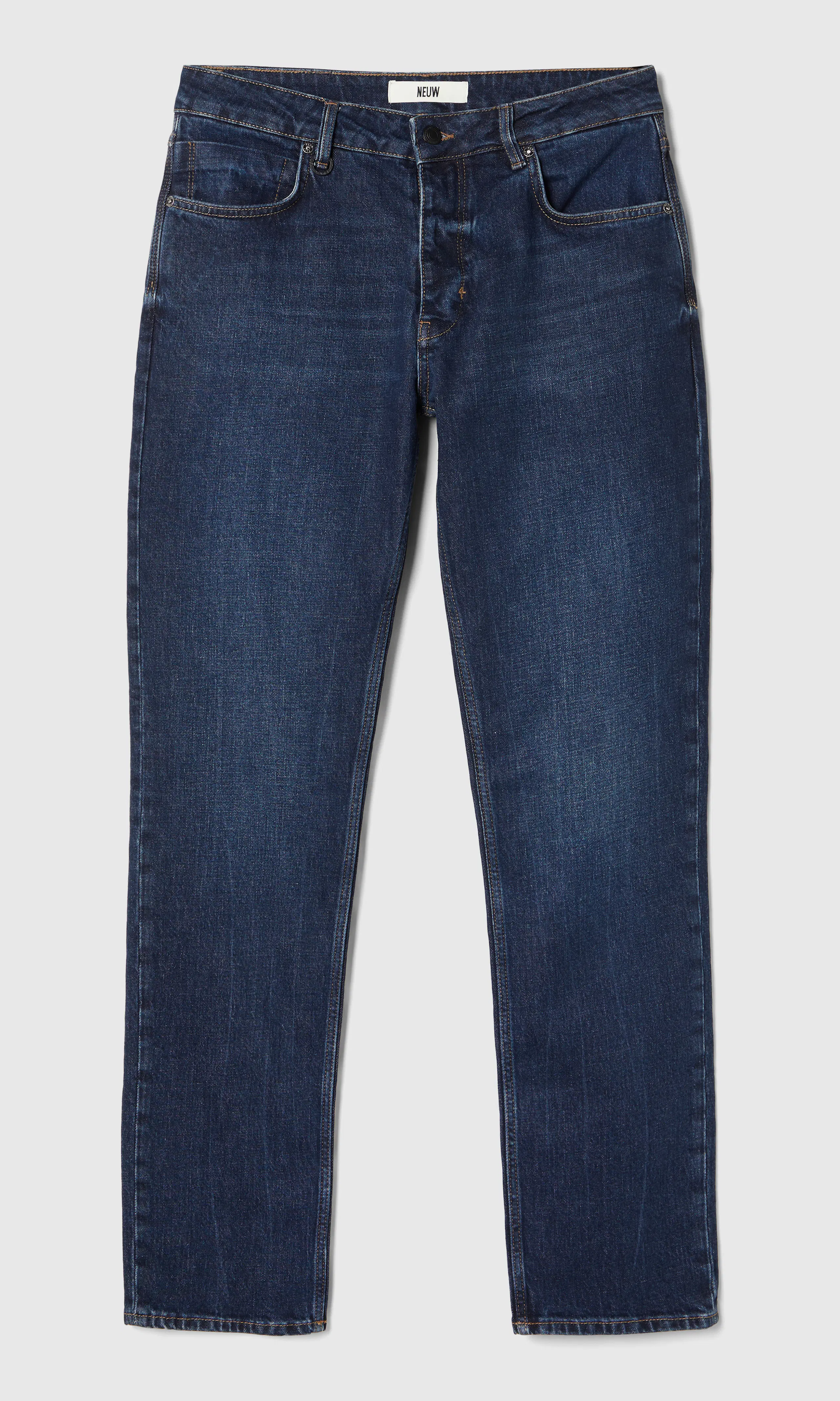 Ray Straight Medium Blå Jeans. Front. Flat.