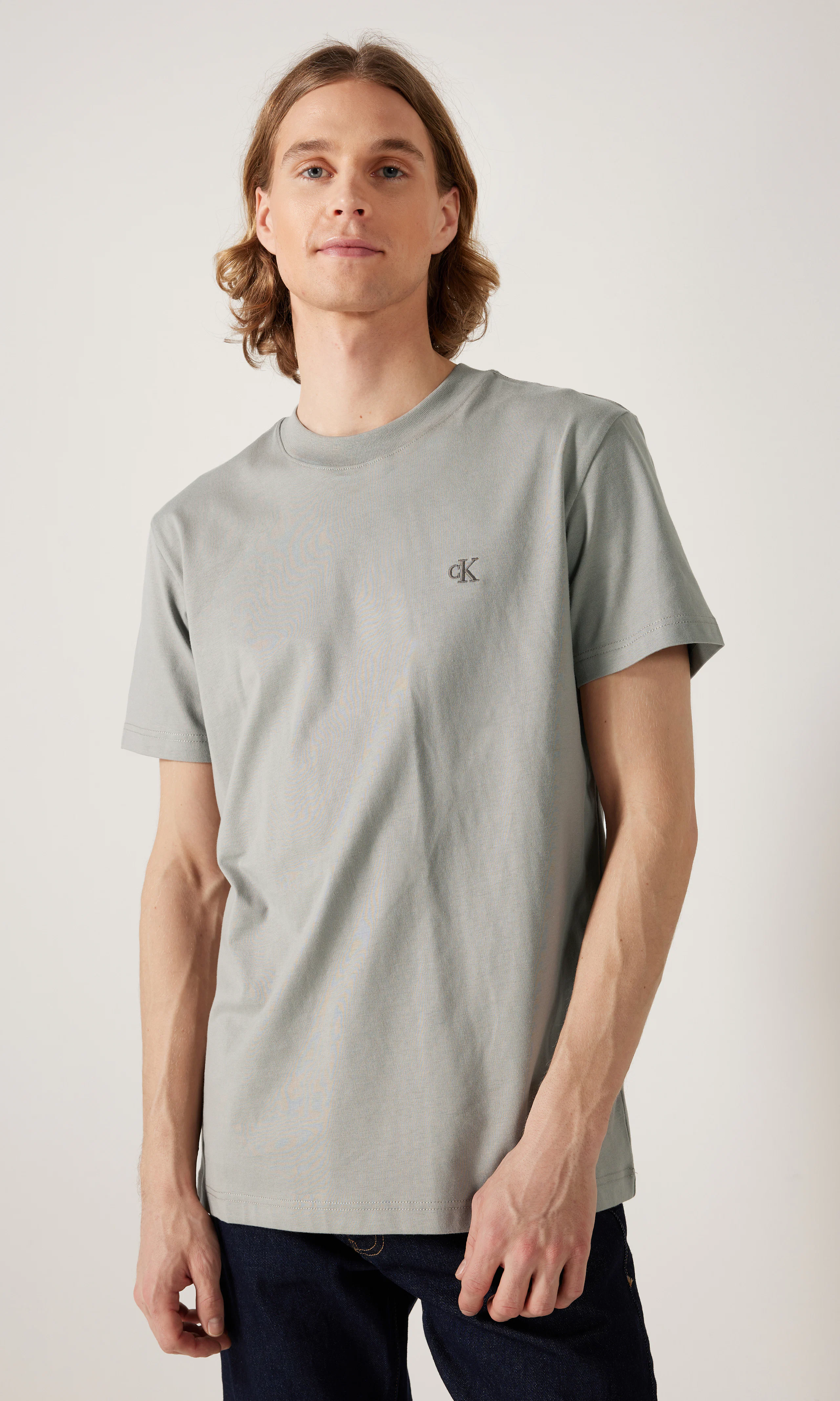 Heavy Regular Grå T-Skjorte. Front. Model.