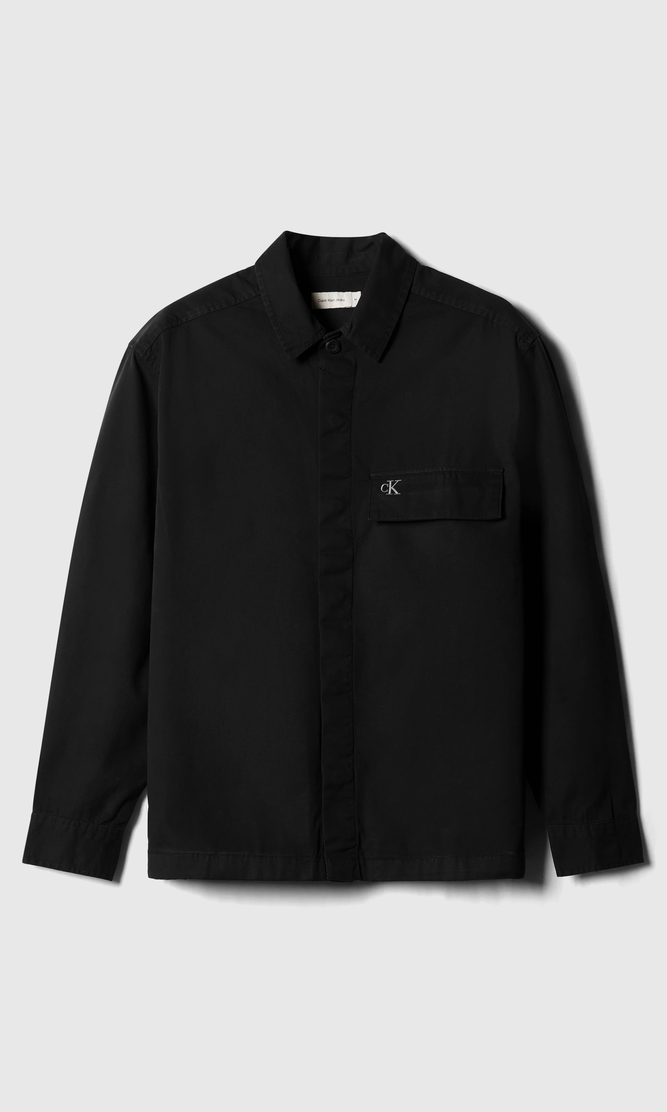 Clean Cotton Svart Overshirt. Front. Flat.