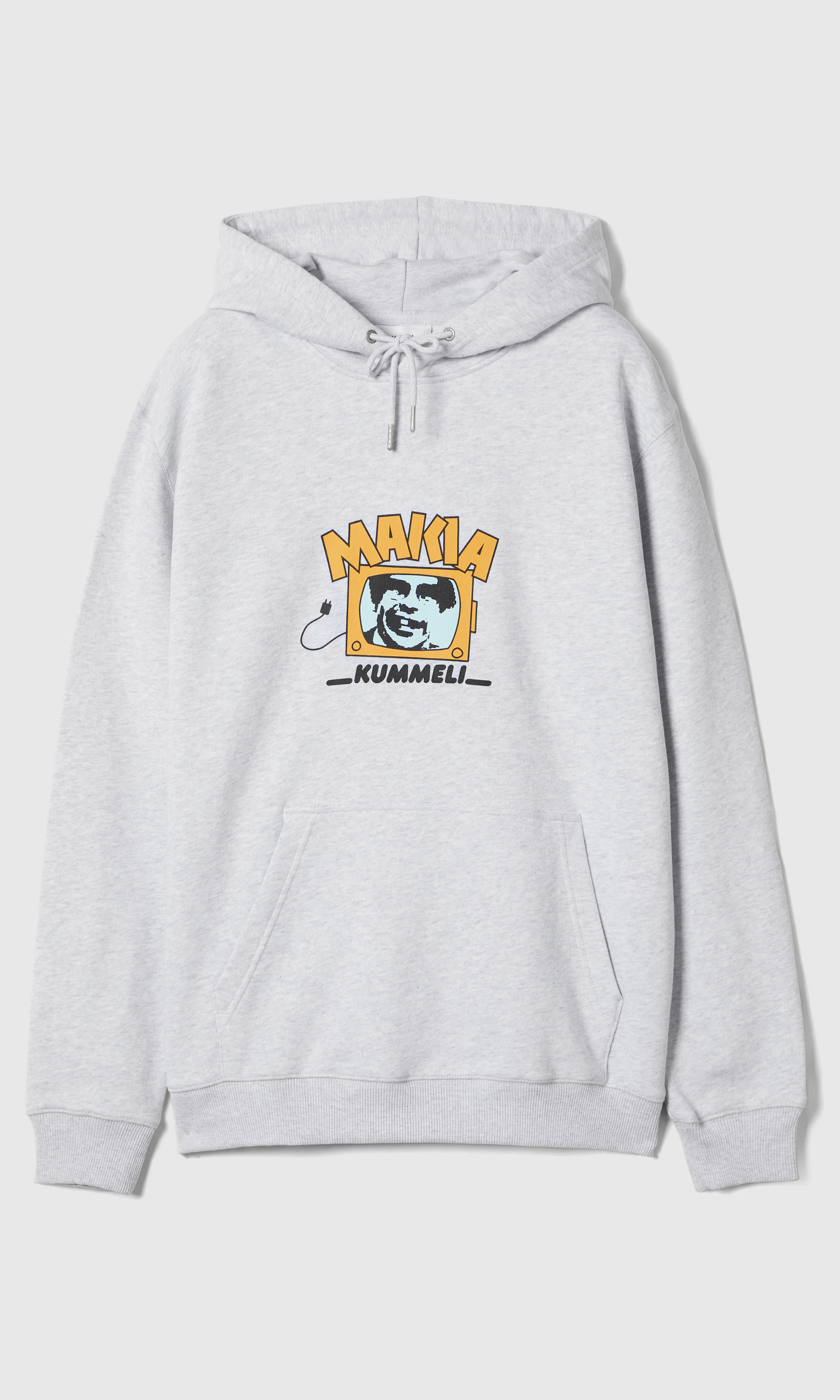 Kyllä Lähtee Grå Hoodie. Front. Flat.