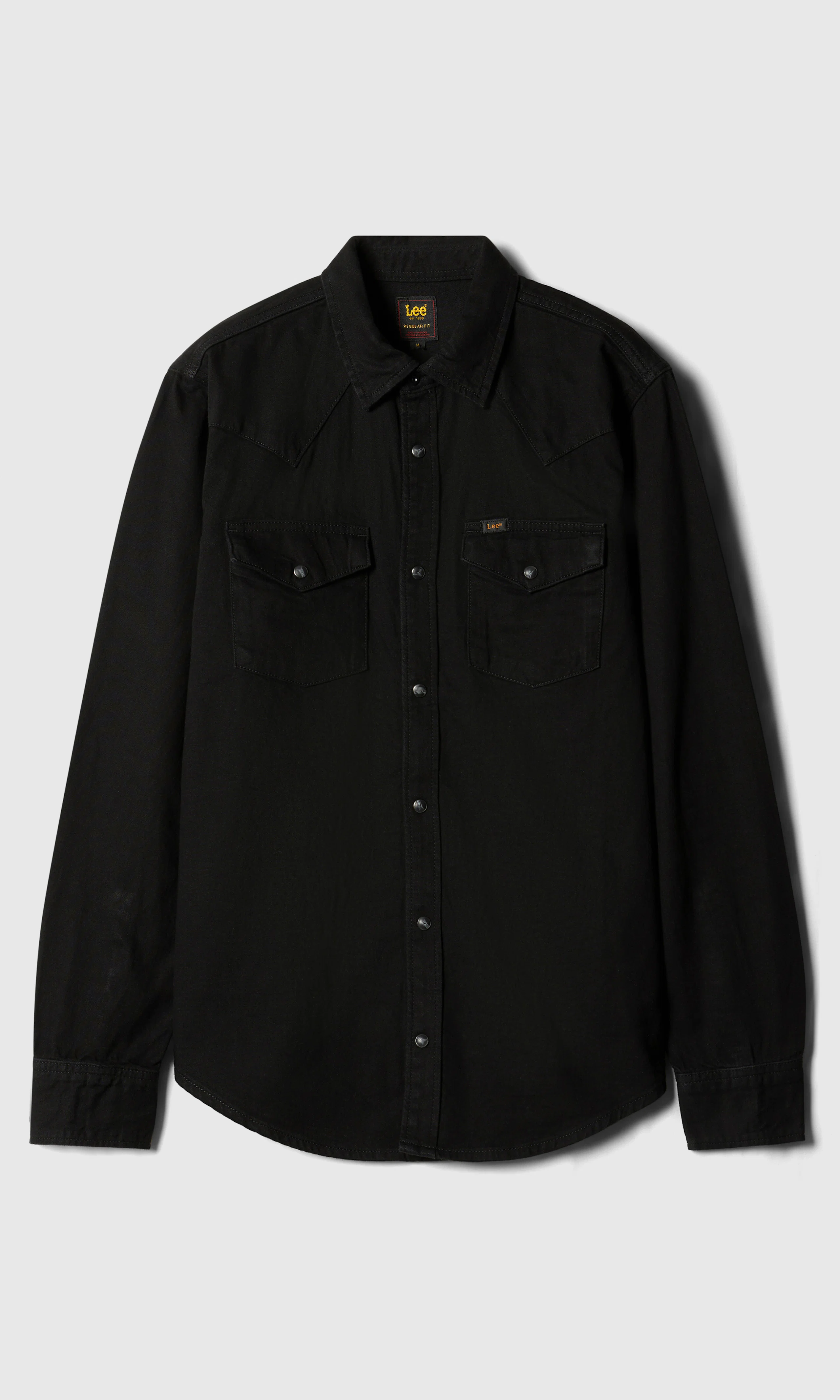 Regular Western Denim Skjorta. Front. Flat.