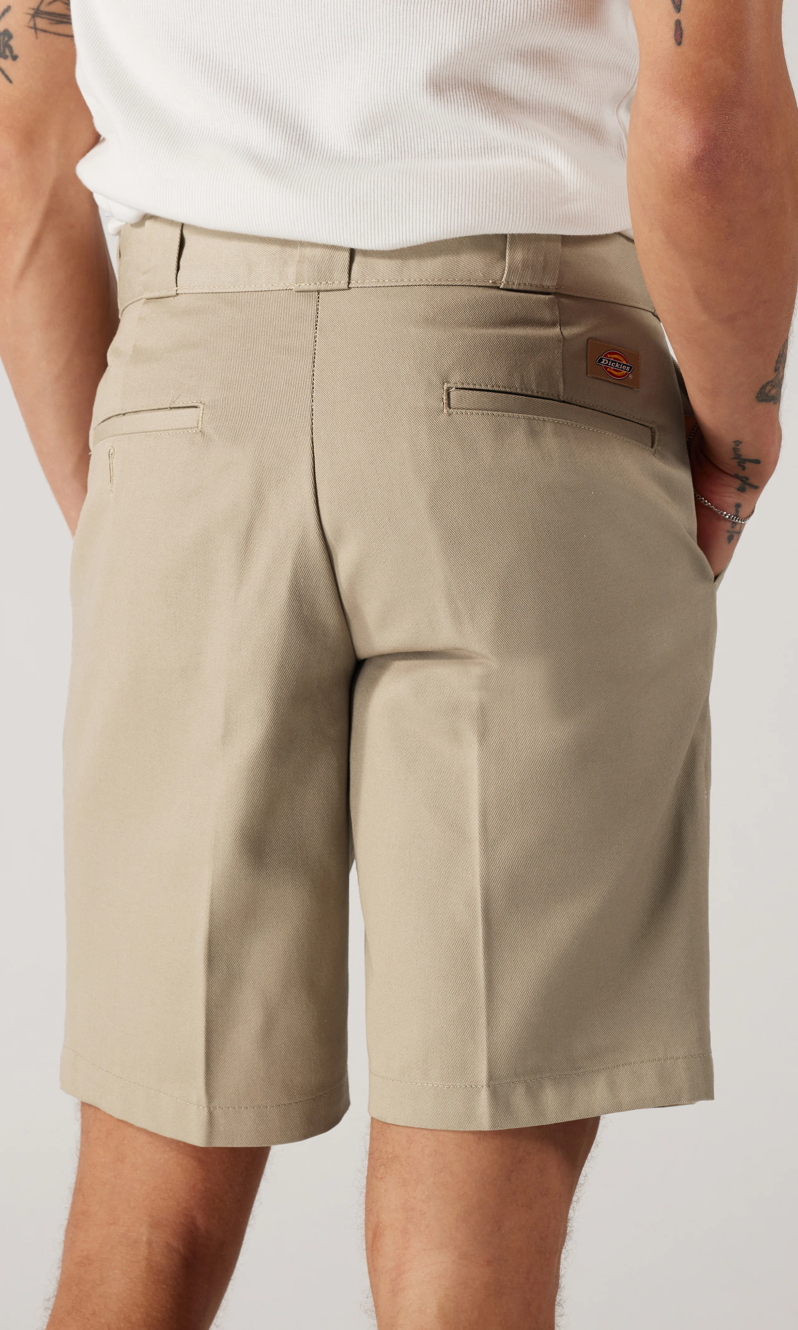 874 Khaki Shorts. Back. Model.