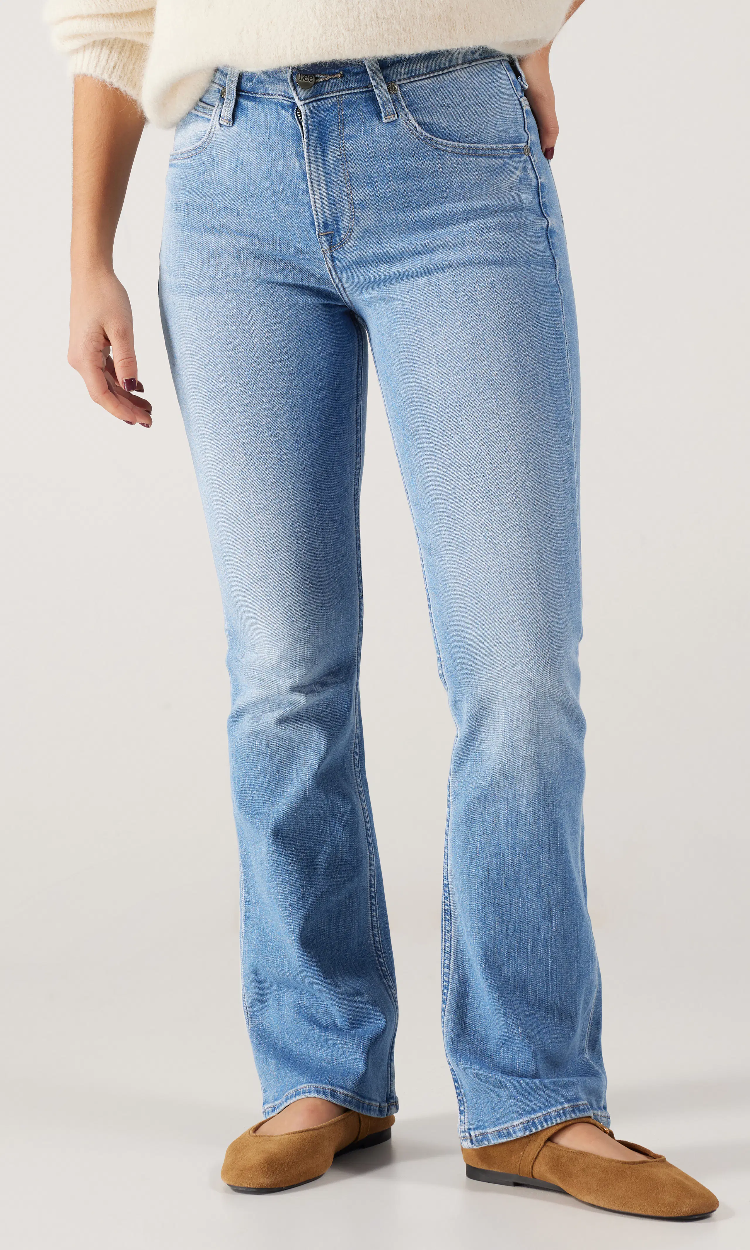 Breese Boot Lys Blå Jeans. Front. Model.