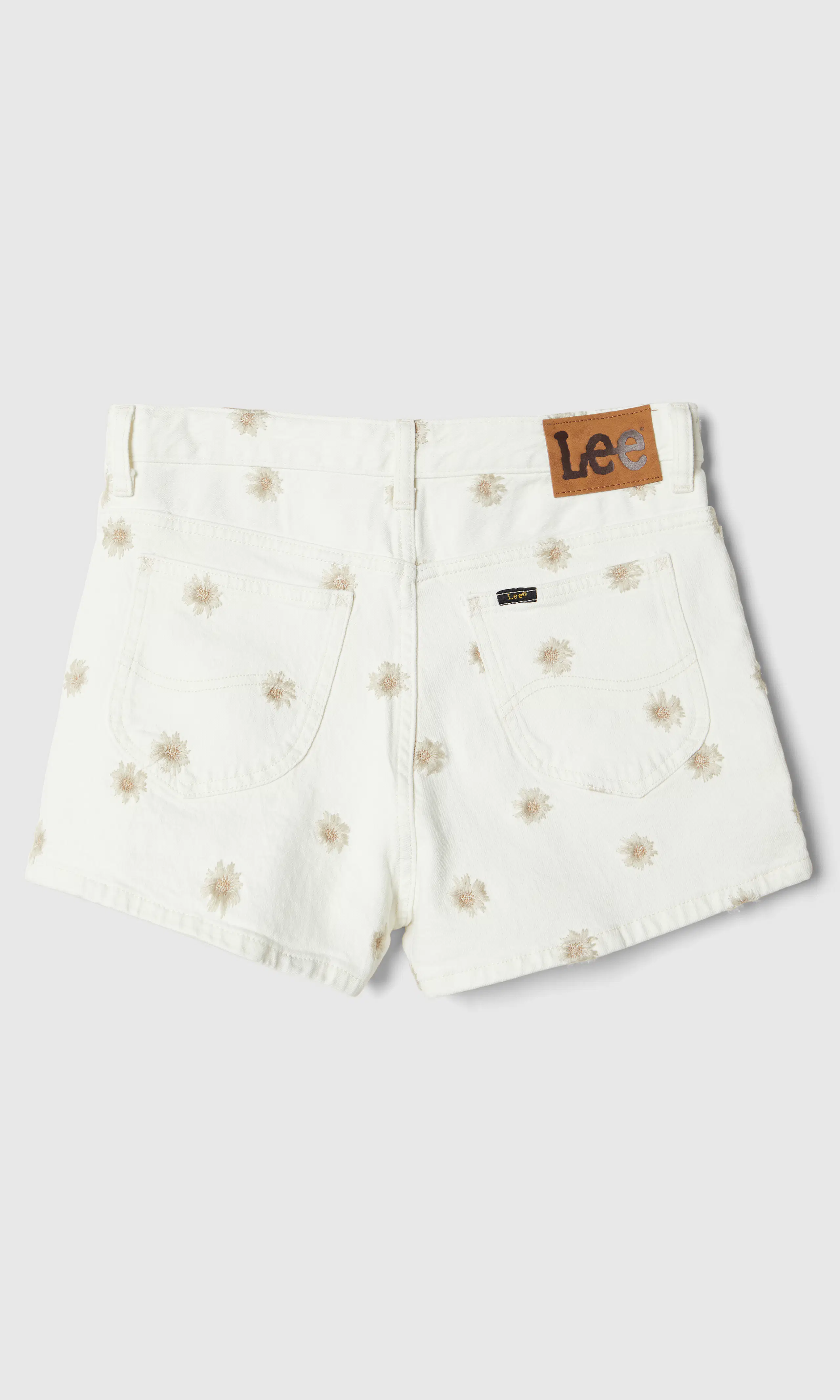 Rider 2in Hvit Blomstret Shorts. Back. Flat.