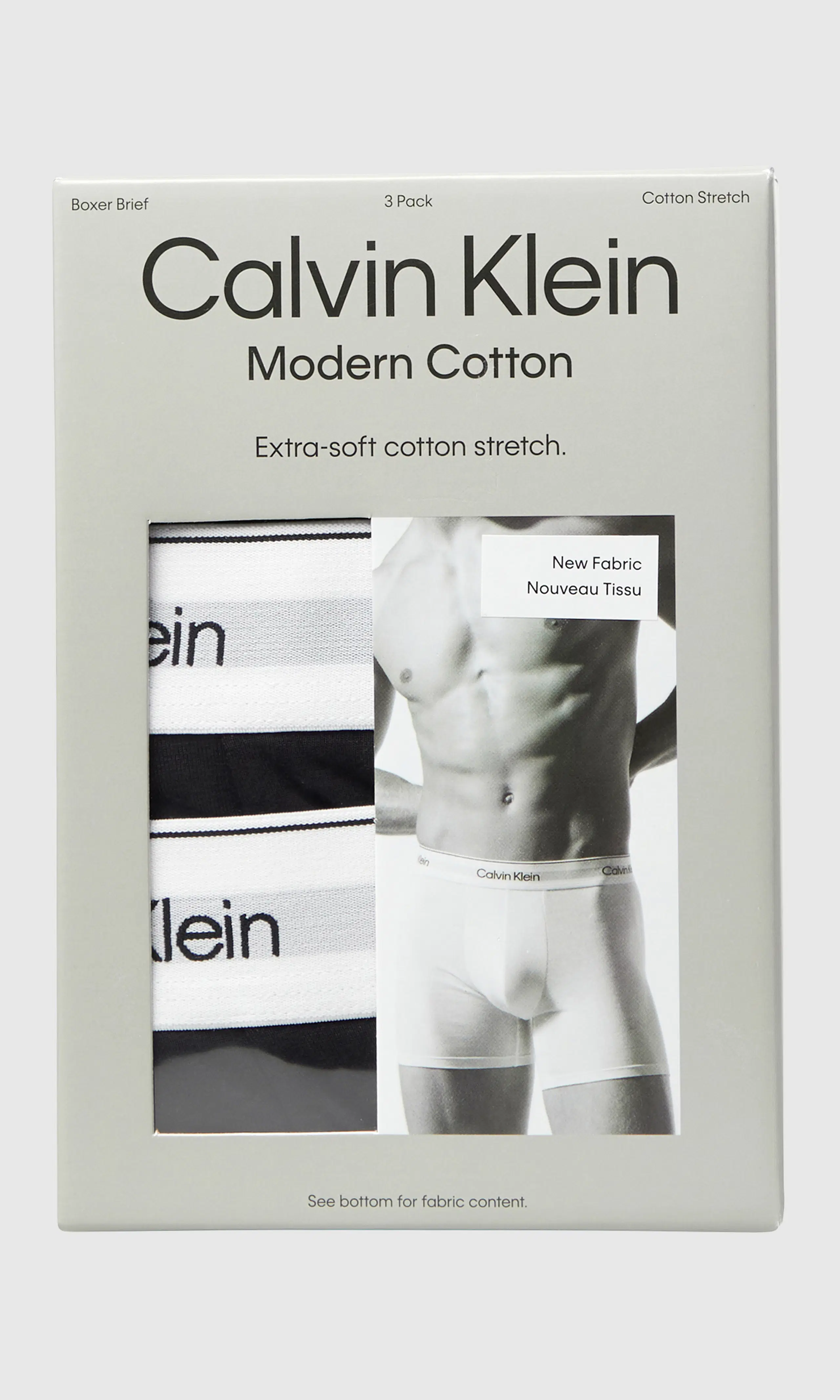 3-Pack Modern Cotton Stretch Bokserit. Detail 1. Flat.