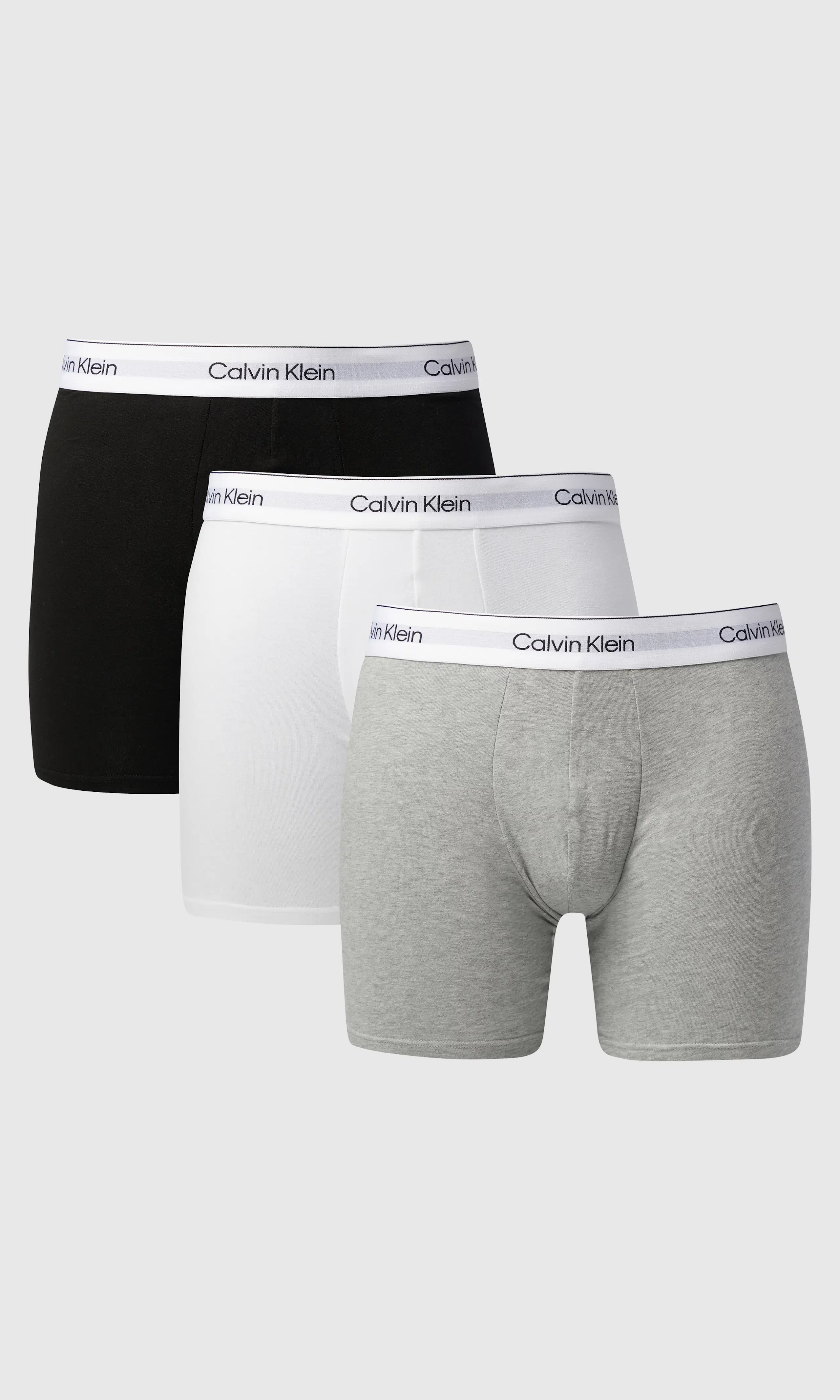 3-Pack Modern Cotton Stretch Boxer. Front. Flat.