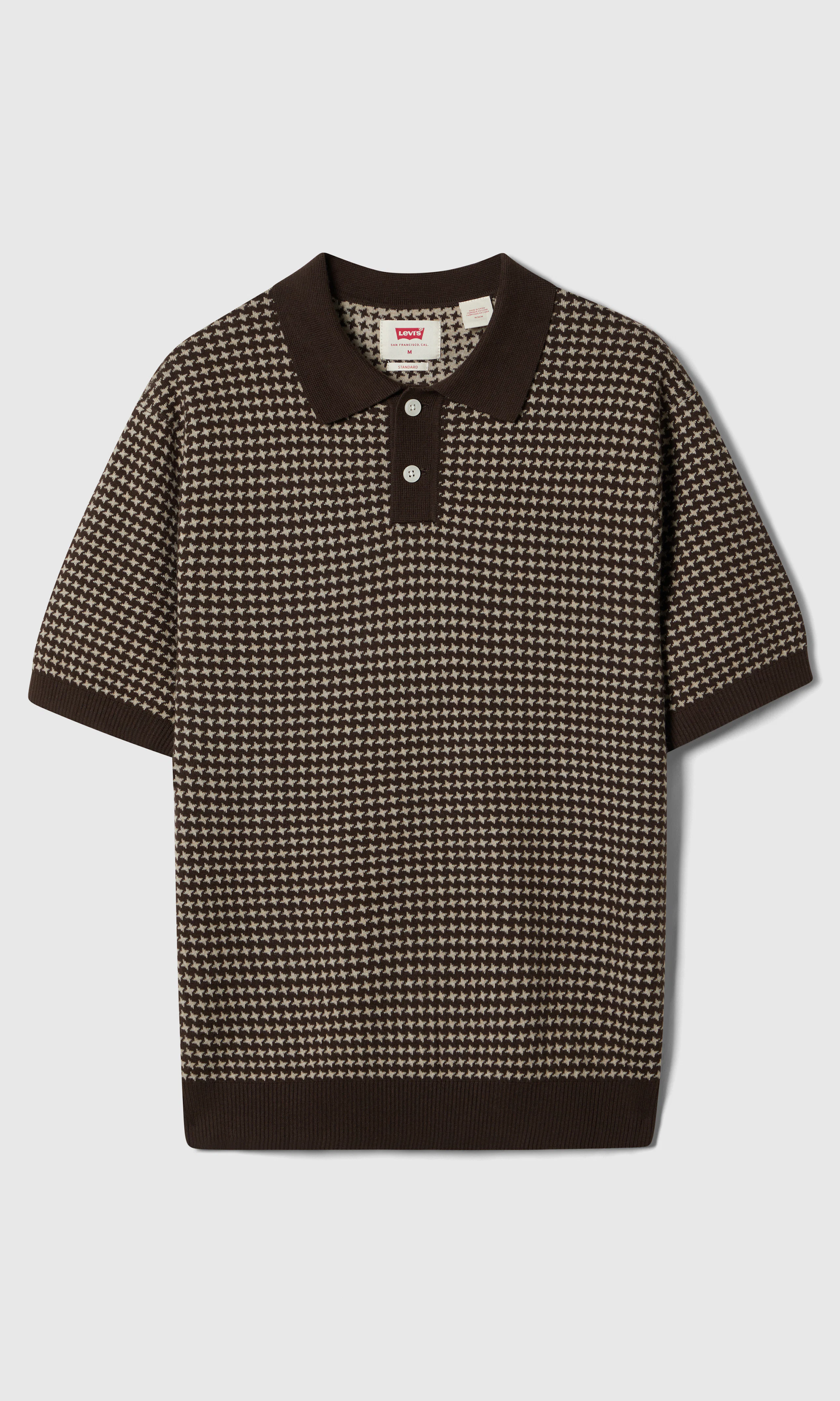 Sweater Knit Brun Polo. Front. Flat.