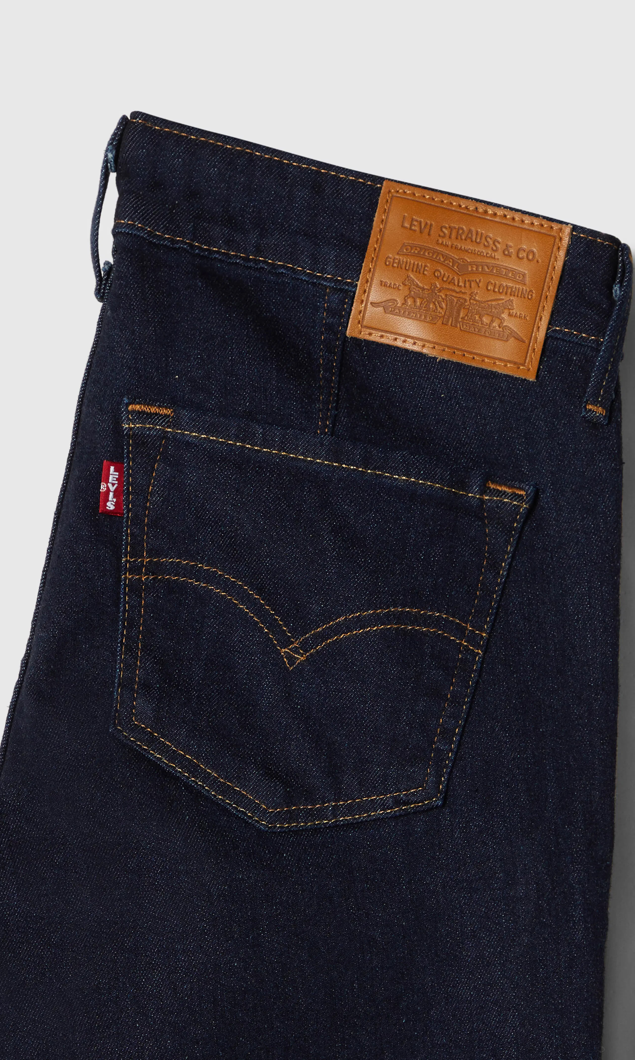 712™ Slim Welt Pocket Mørk Blå Jeans. Front 1. Flat.