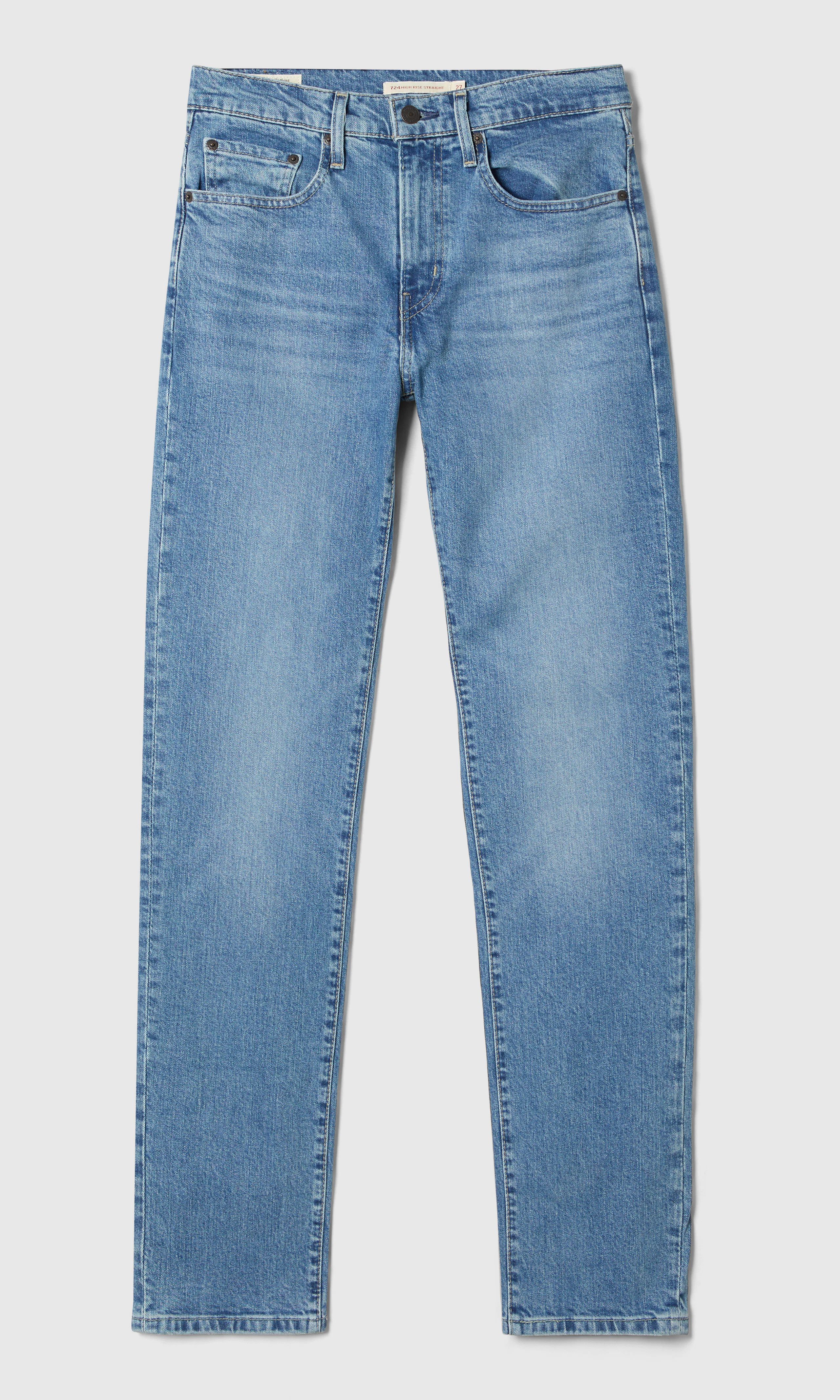 724™ High Rise Straight Ljusblå Jeans. Front. Flat.