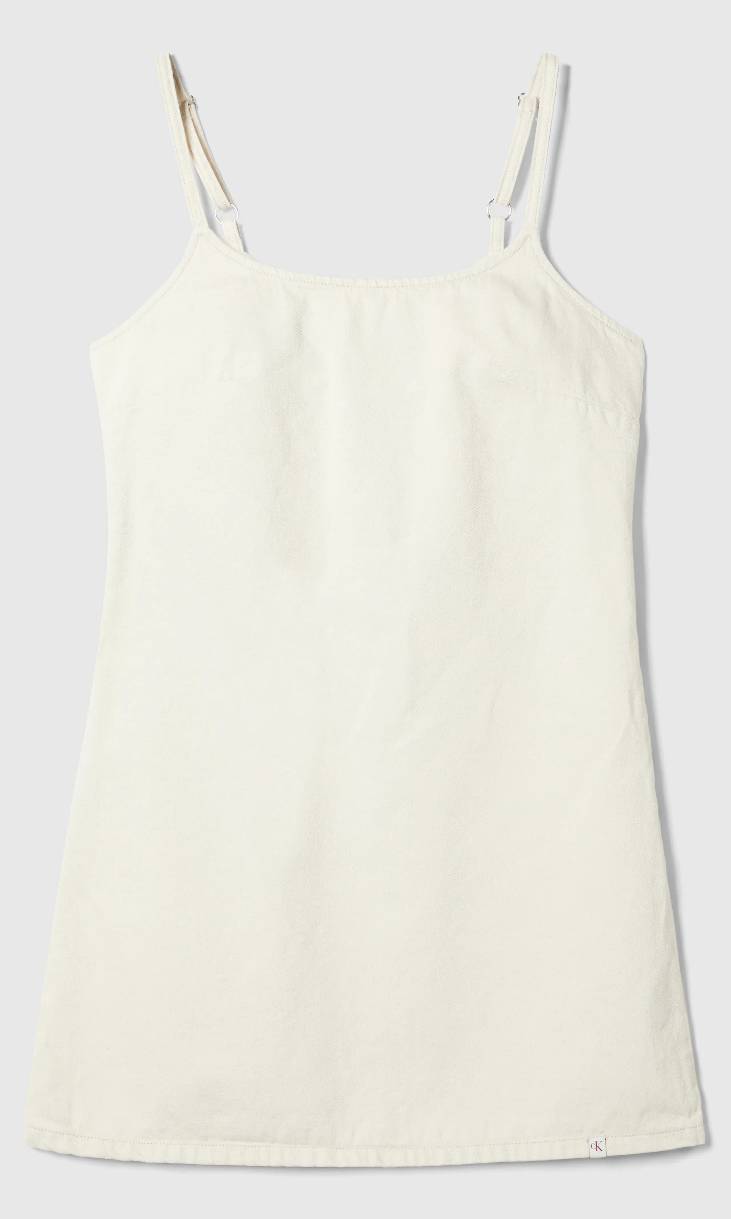 Iconic Denim Mini Dress Vit Klänning. Front. Flat.
