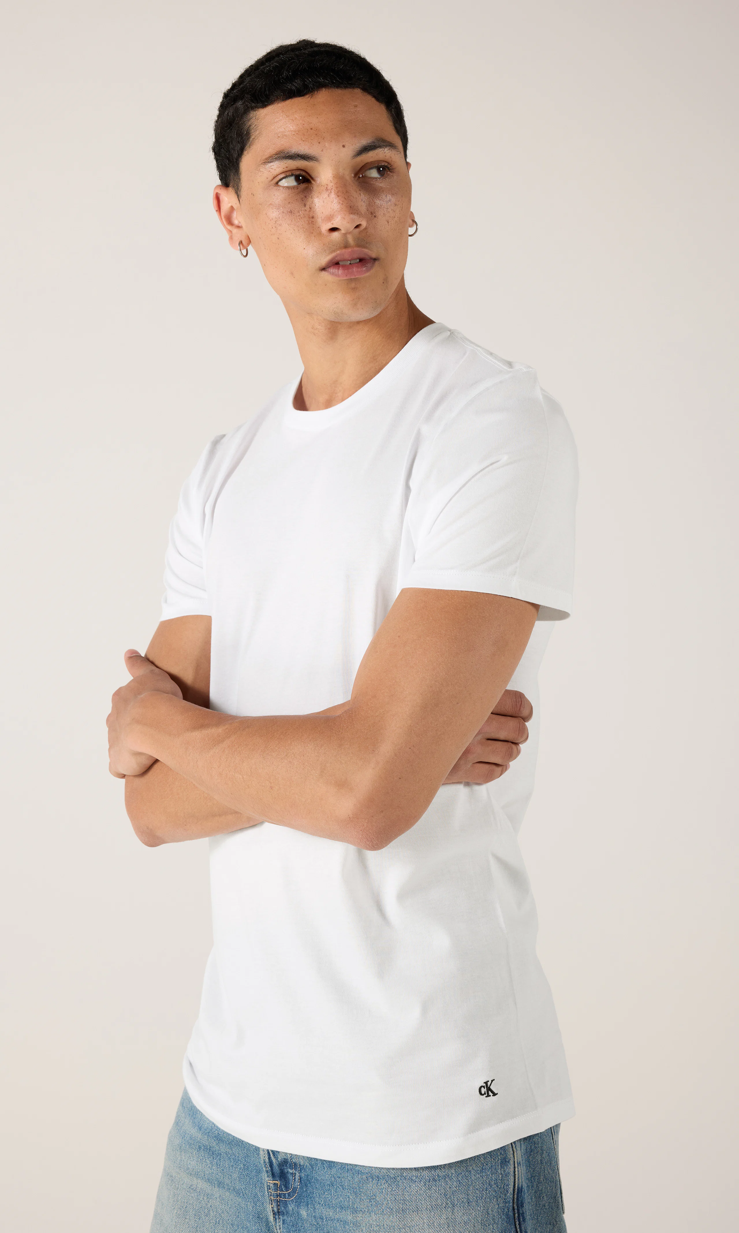 3-Pack Crewneck Multi T-Shirt. Front. Model.