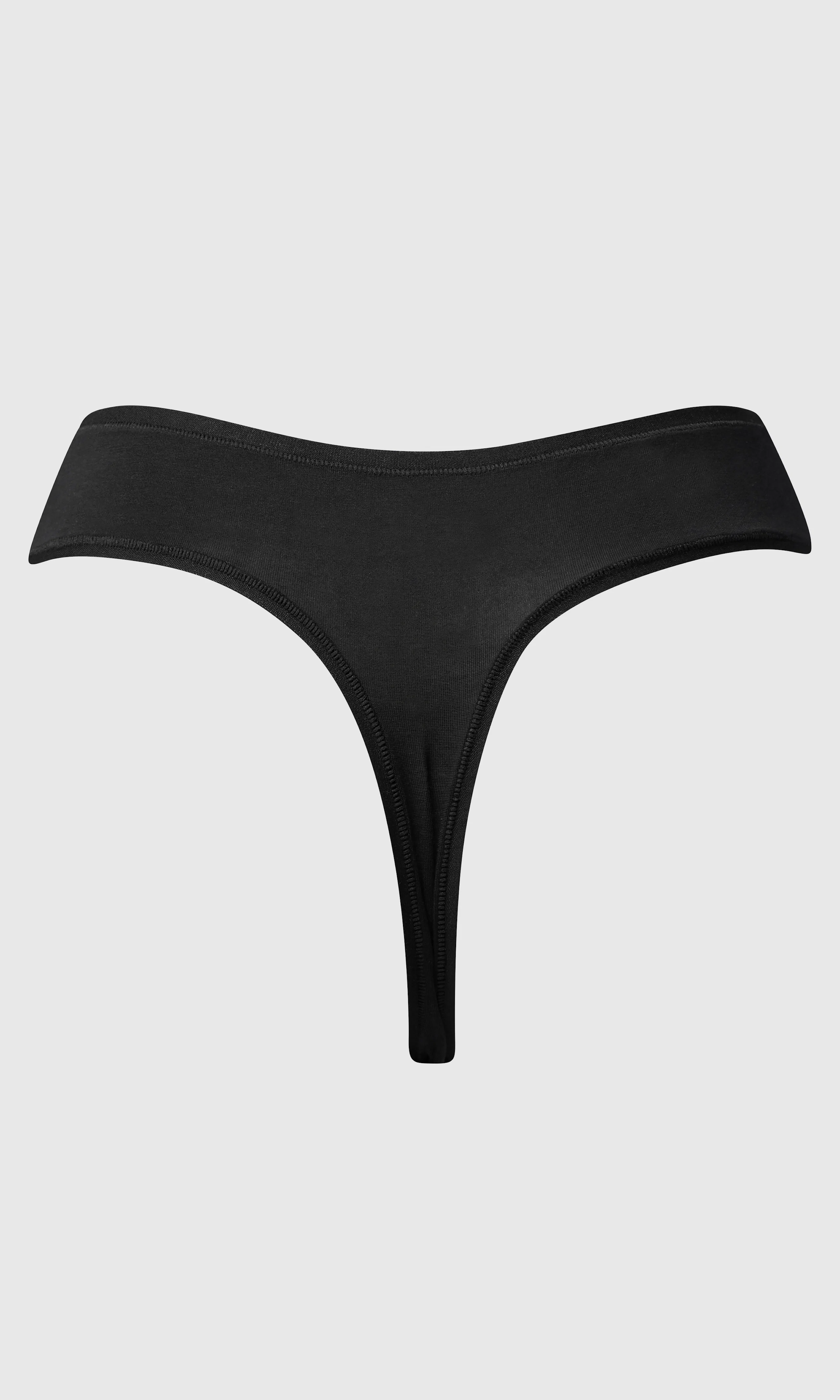 Soft Touch Svart String. Back. Flat.