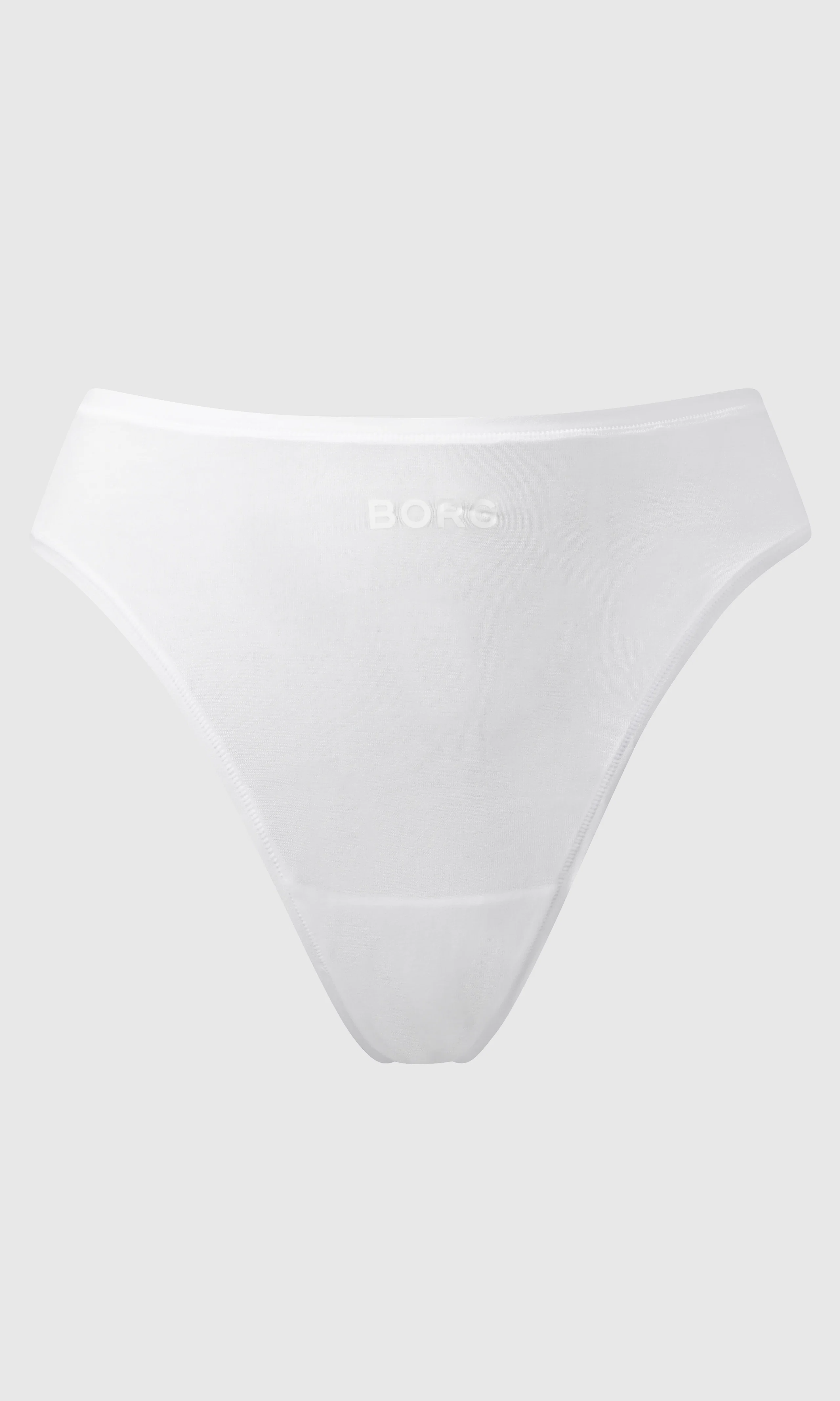 Soft Touch Hvit String. Front. Flat.