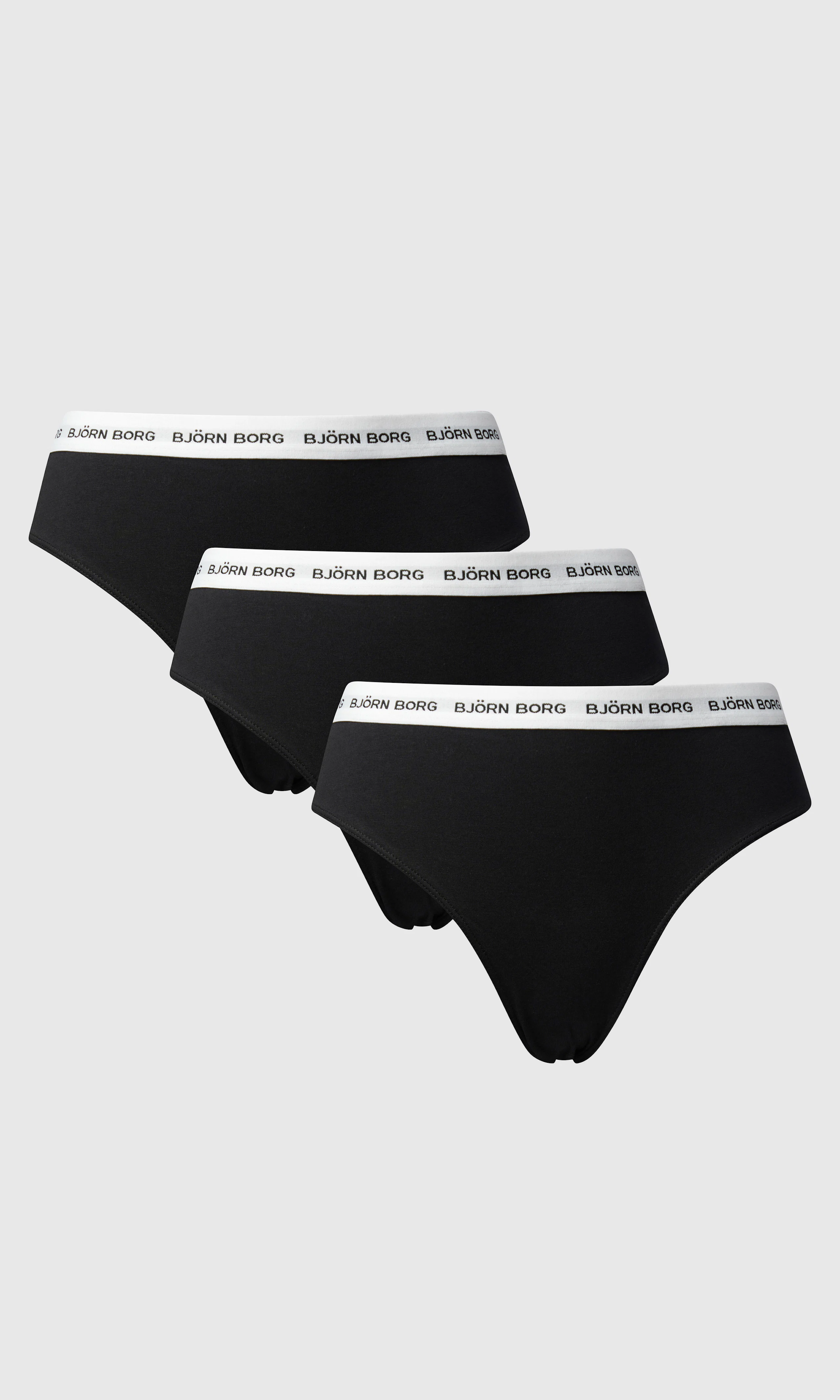 3-Pack Logo High Waist Svart Brief. Front. Flat.