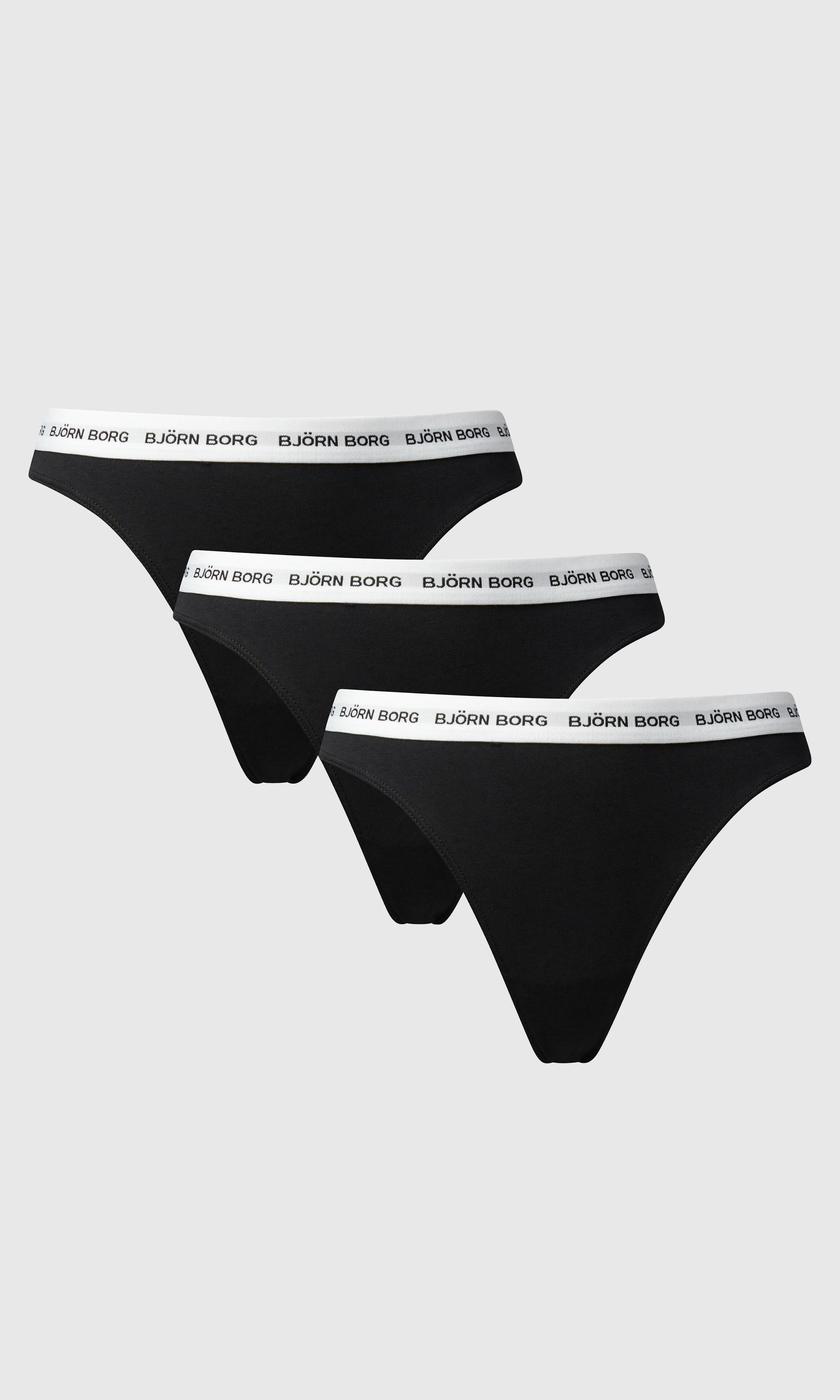 3-Pack Logo Mustat Stringit. Front. Flat.